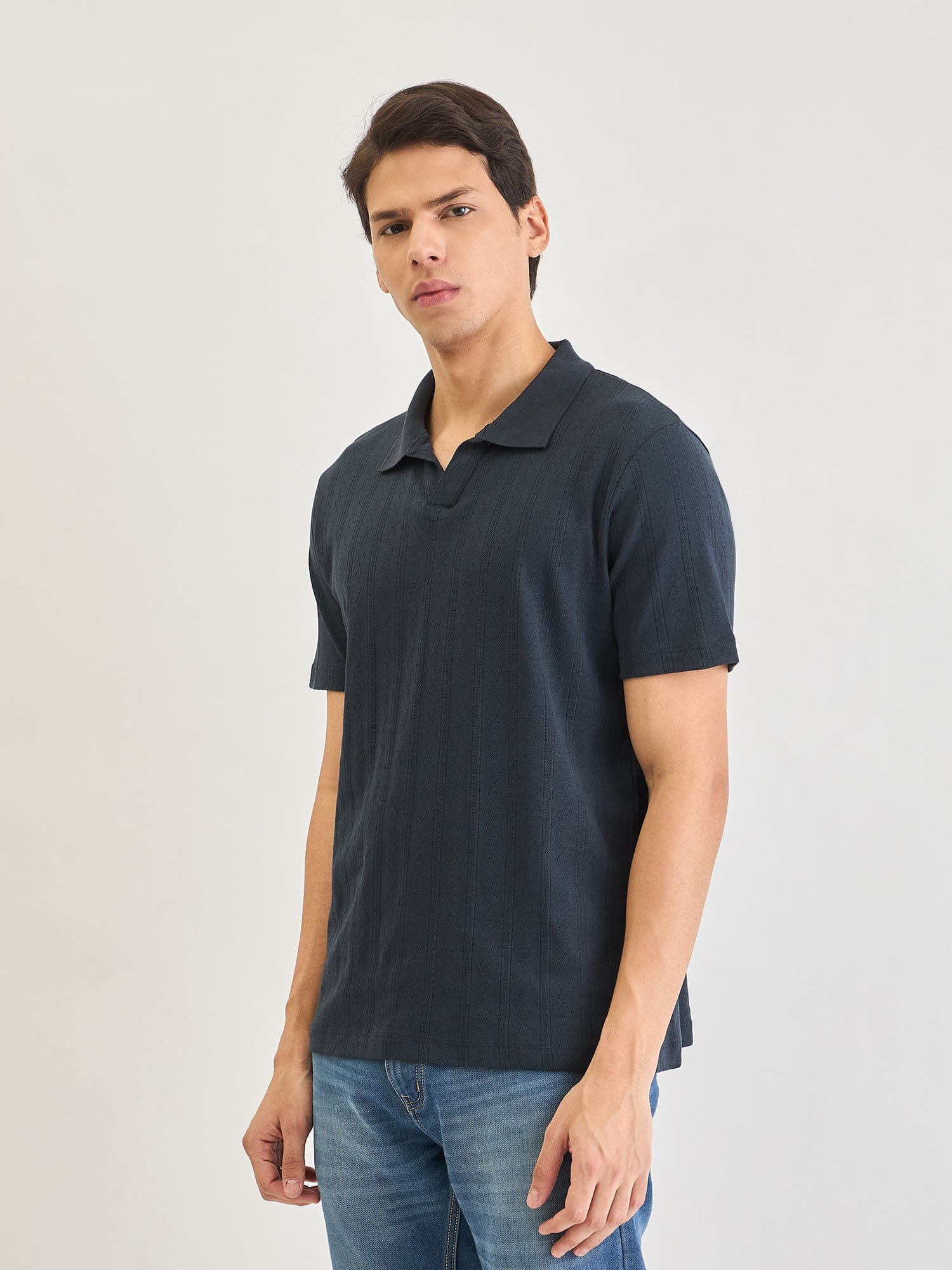 Lindbergh Men Blue Jacquard Polo Tshirt - Image 3