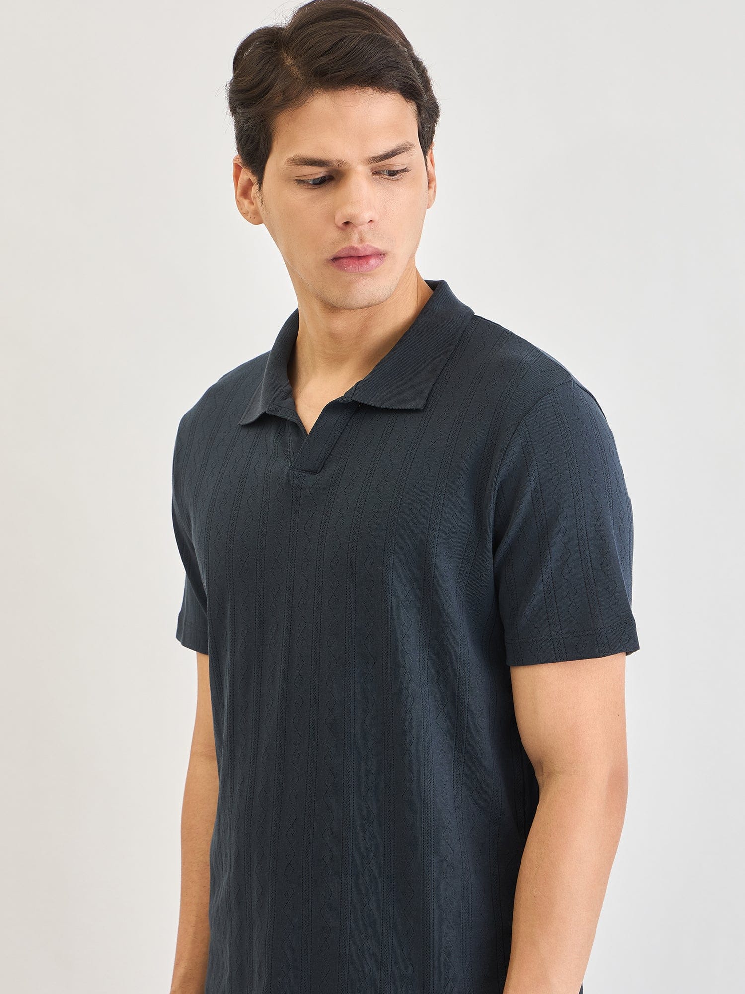 Lindbergh Men Blue Jacquard Polo Tshirt - Image 4