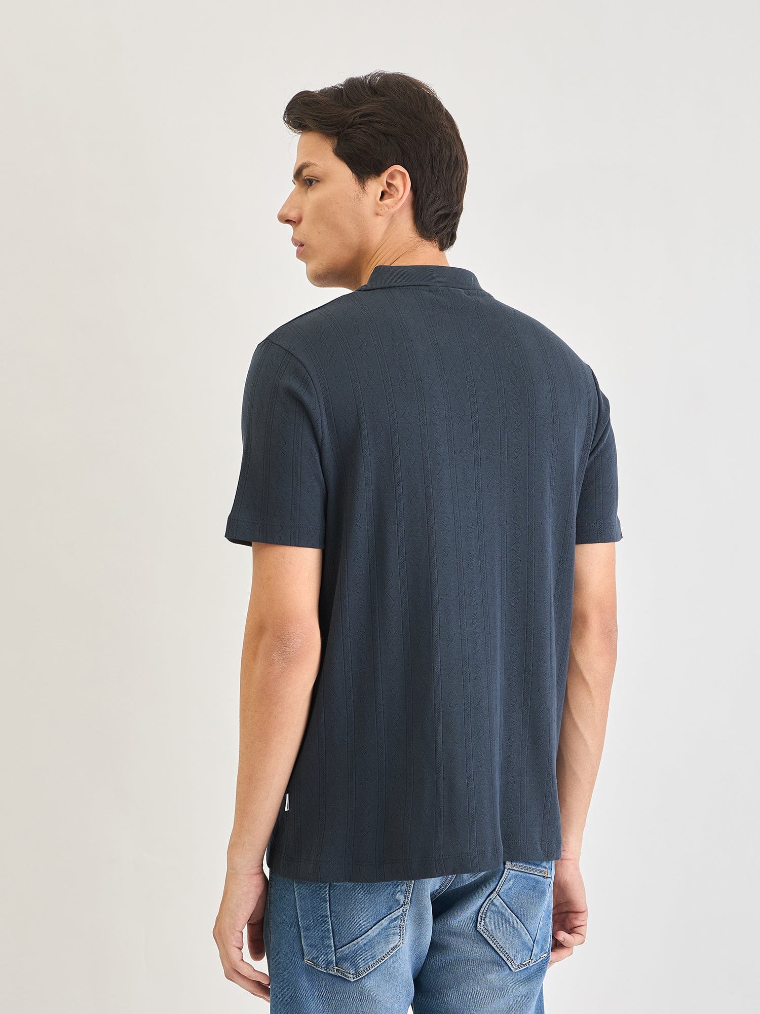 Lindbergh Men Blue Jacquard Polo Tshirt - Image 5