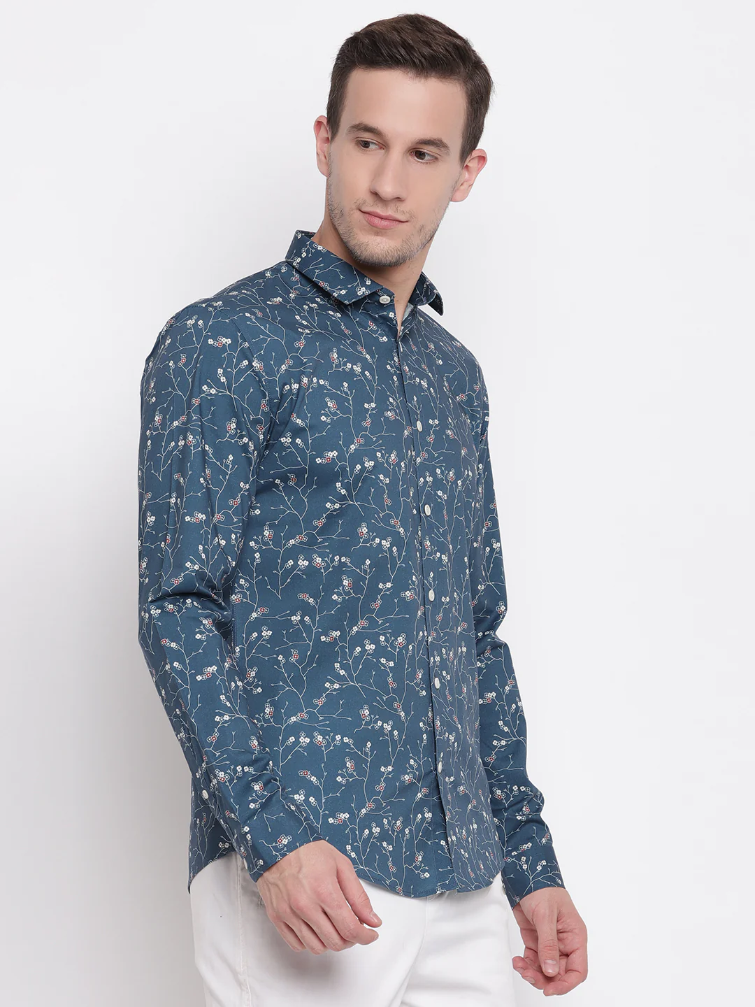 Lindbergh Blue Fashion Printed Slim Fit Shirt - Image 3