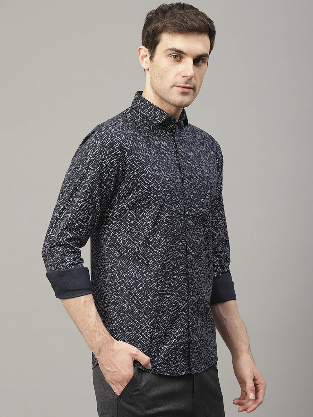 Lindbergh Men Blue Printed Collar Shirt - Image 3