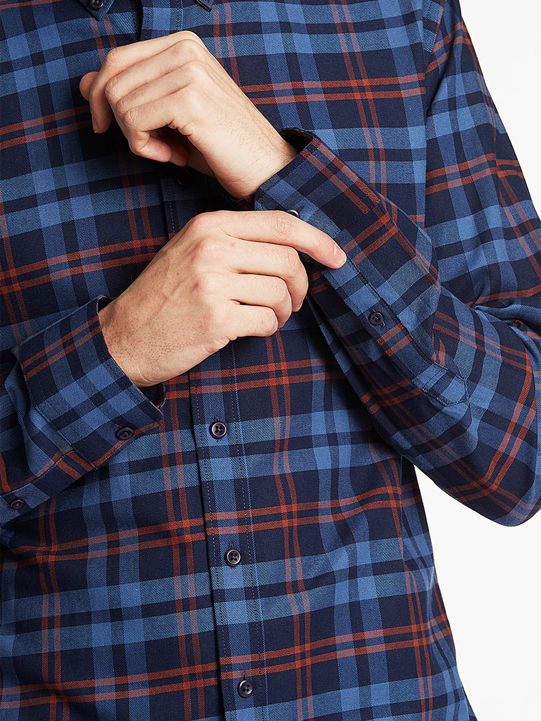 Lindbergh Blue Checked Slim Fit Shirt - Image 5