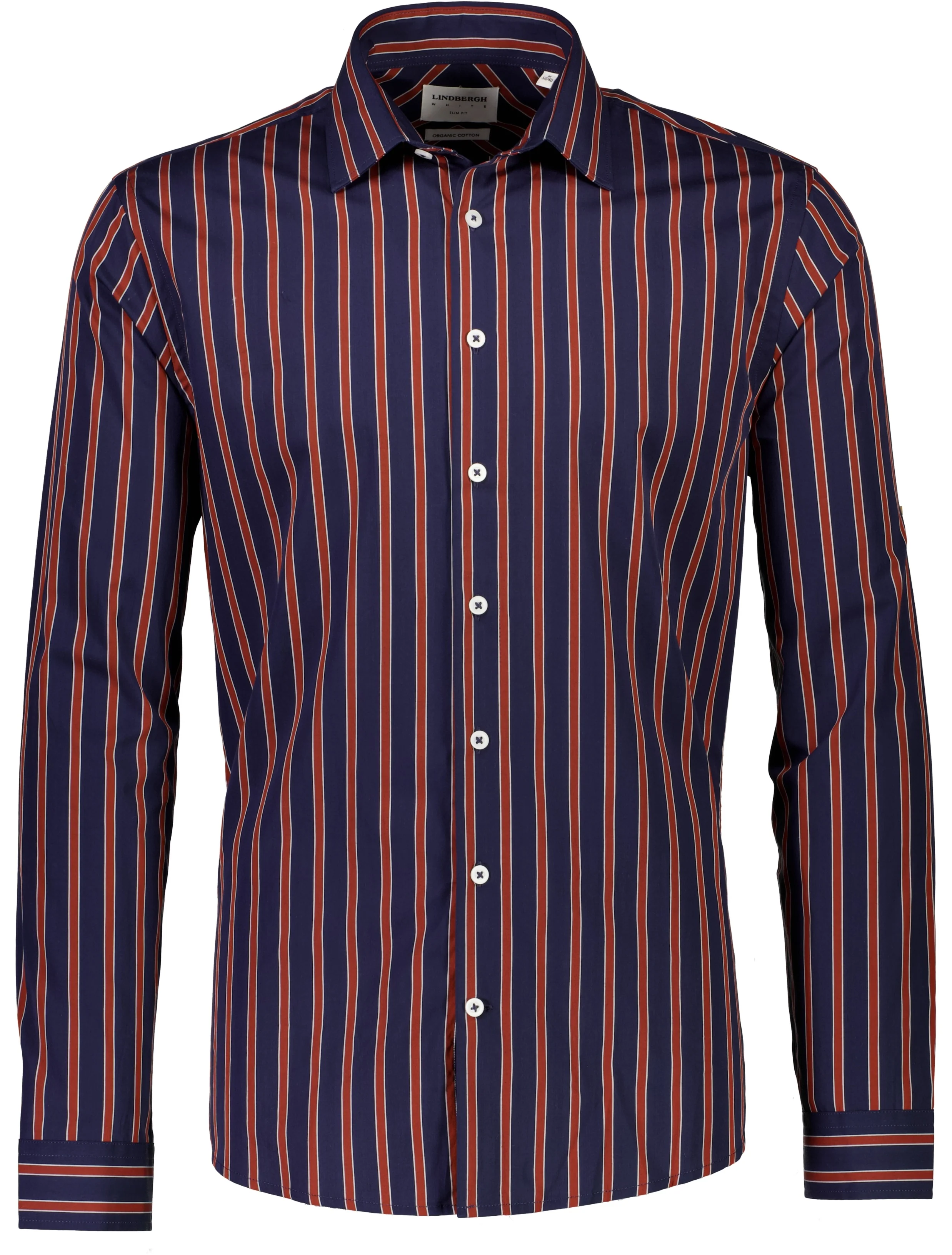 Lindbergh Navy Blue Striped Slim Fit Shirt - Image 4