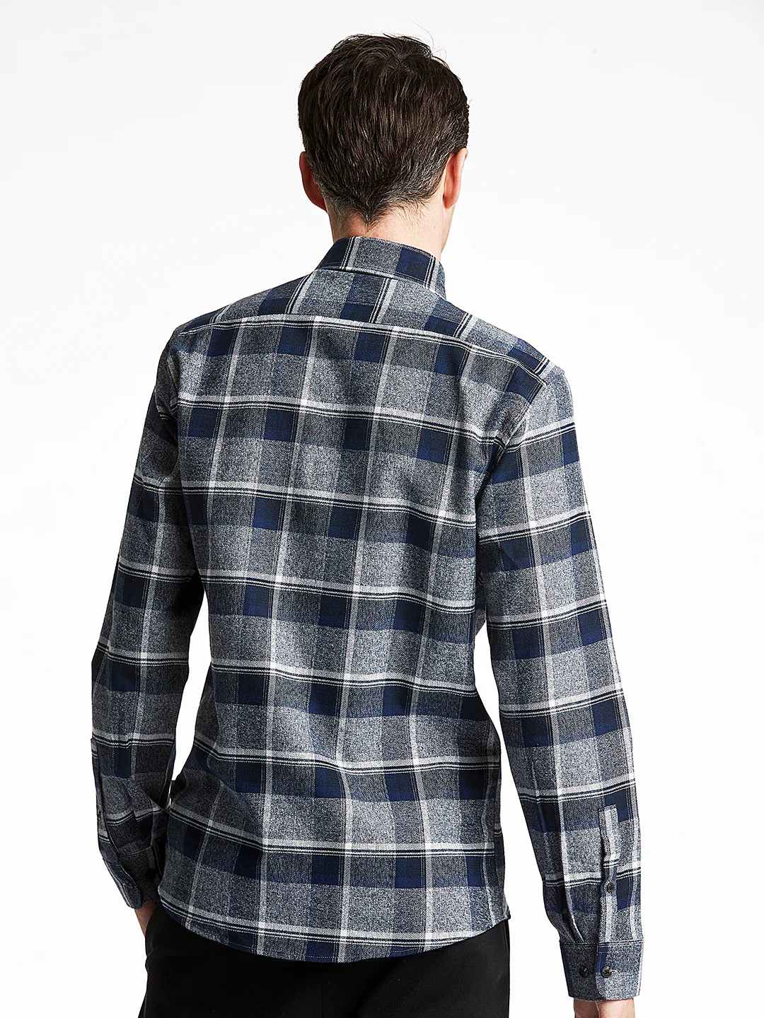 Lindbergh Navy Blue Checked Slim Fit Shirt - Image 2