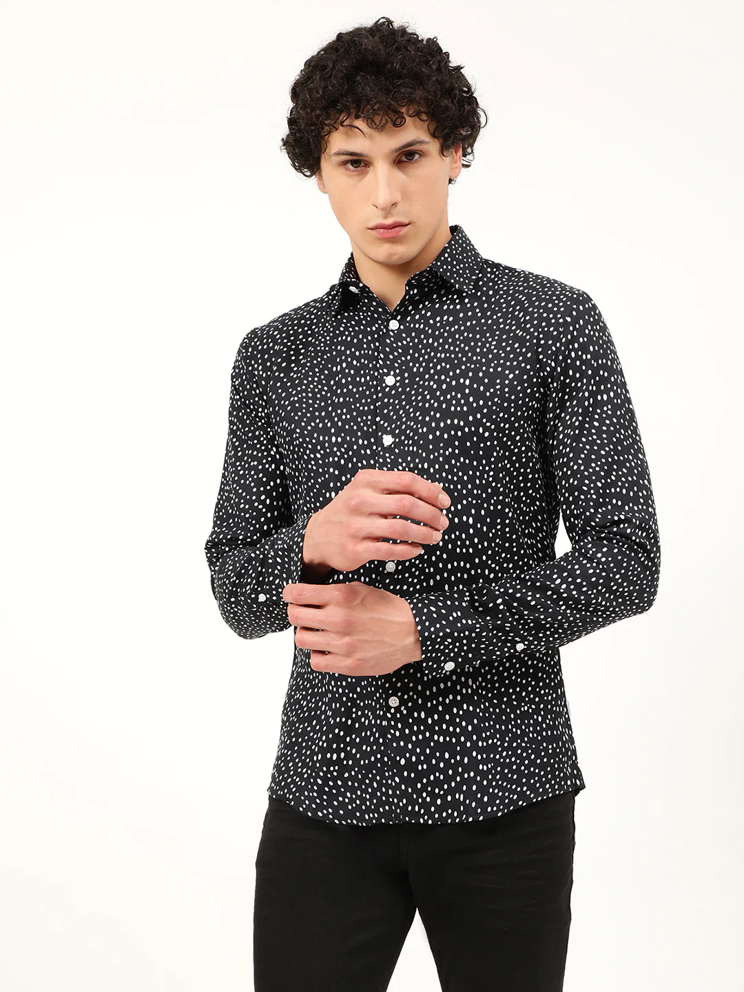 Lindbergh Black Fashion Printed Slim Fit Shirt