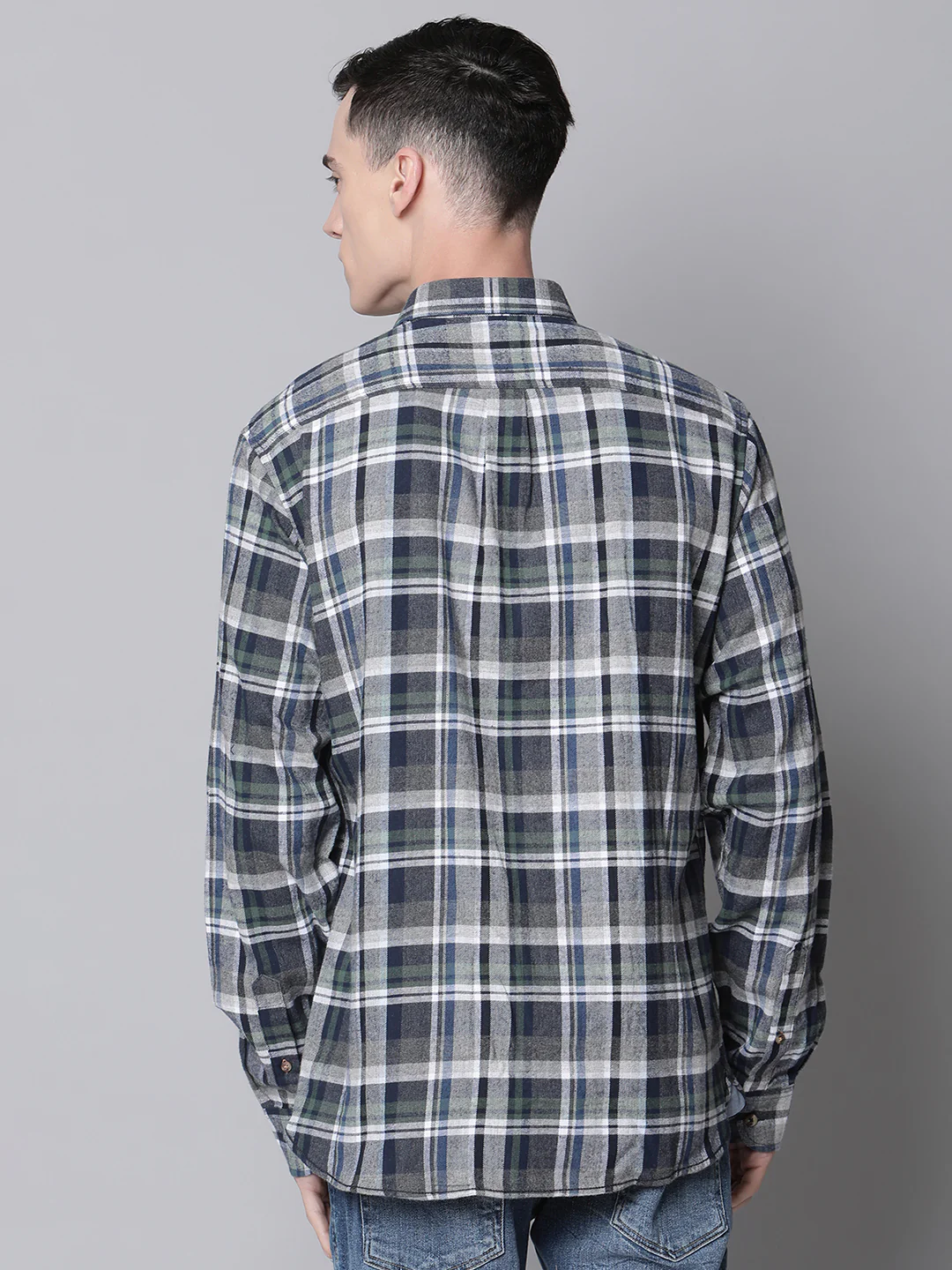 Lindbergh Men Grey Checked Button Down Collar Shirt - Image 2