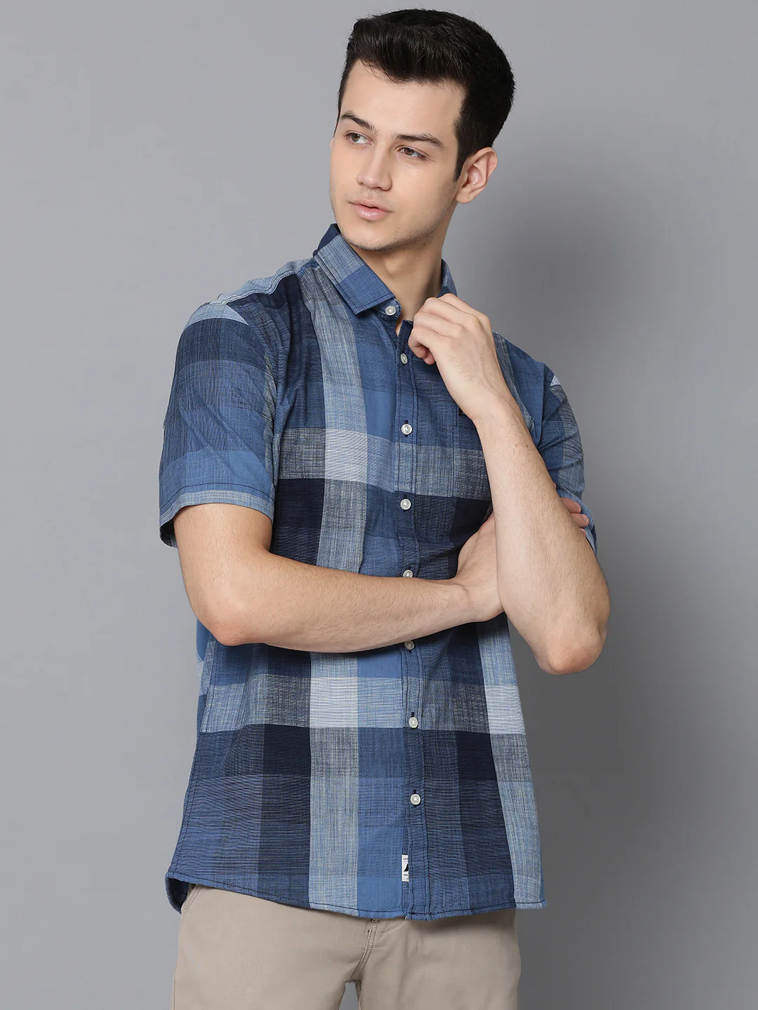 Lindbergh Men Blue Solid Collar Shirt - Image 4