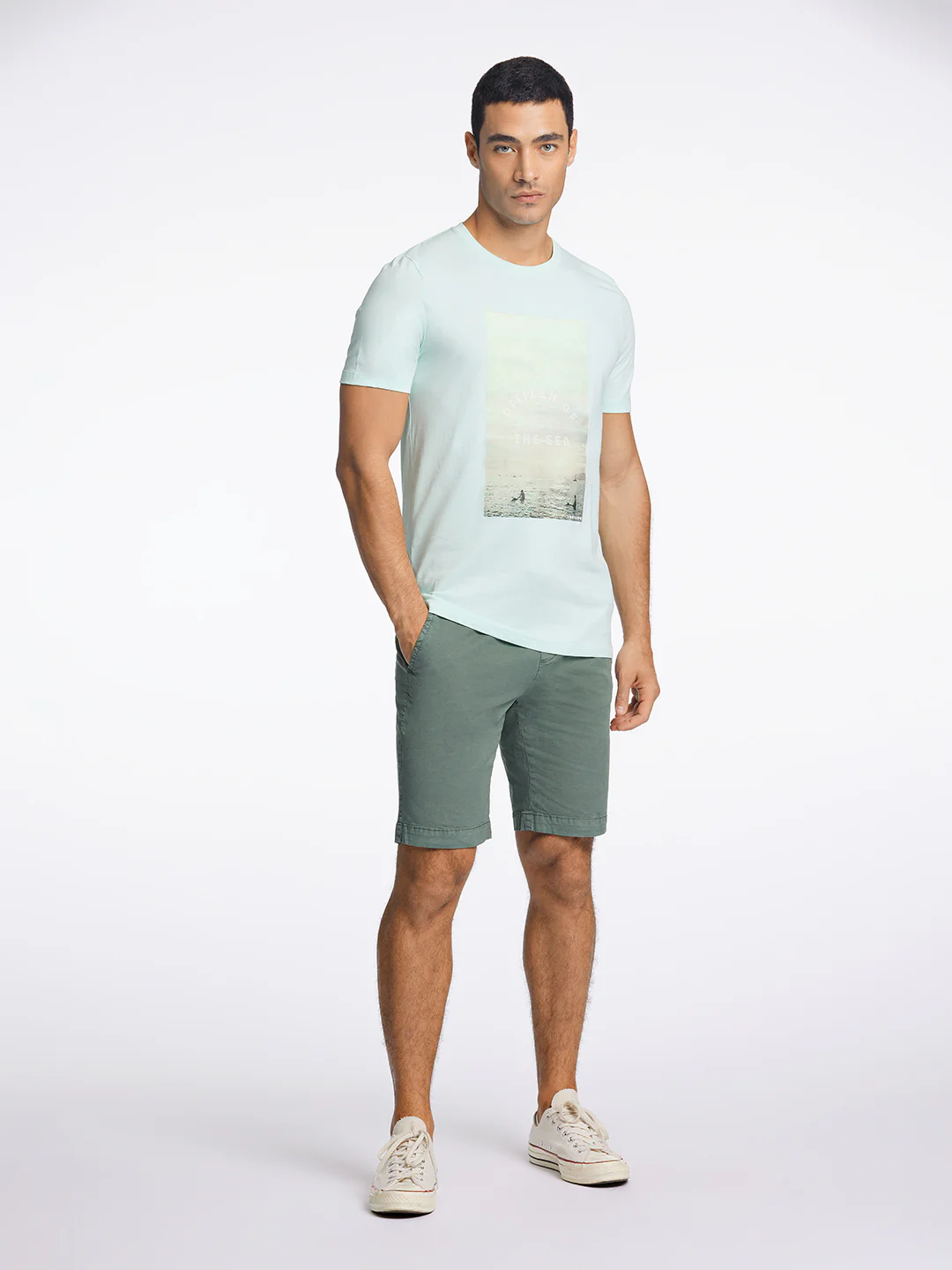 Lindbergh Men Green Printed Round Neck TShirt - Image 2