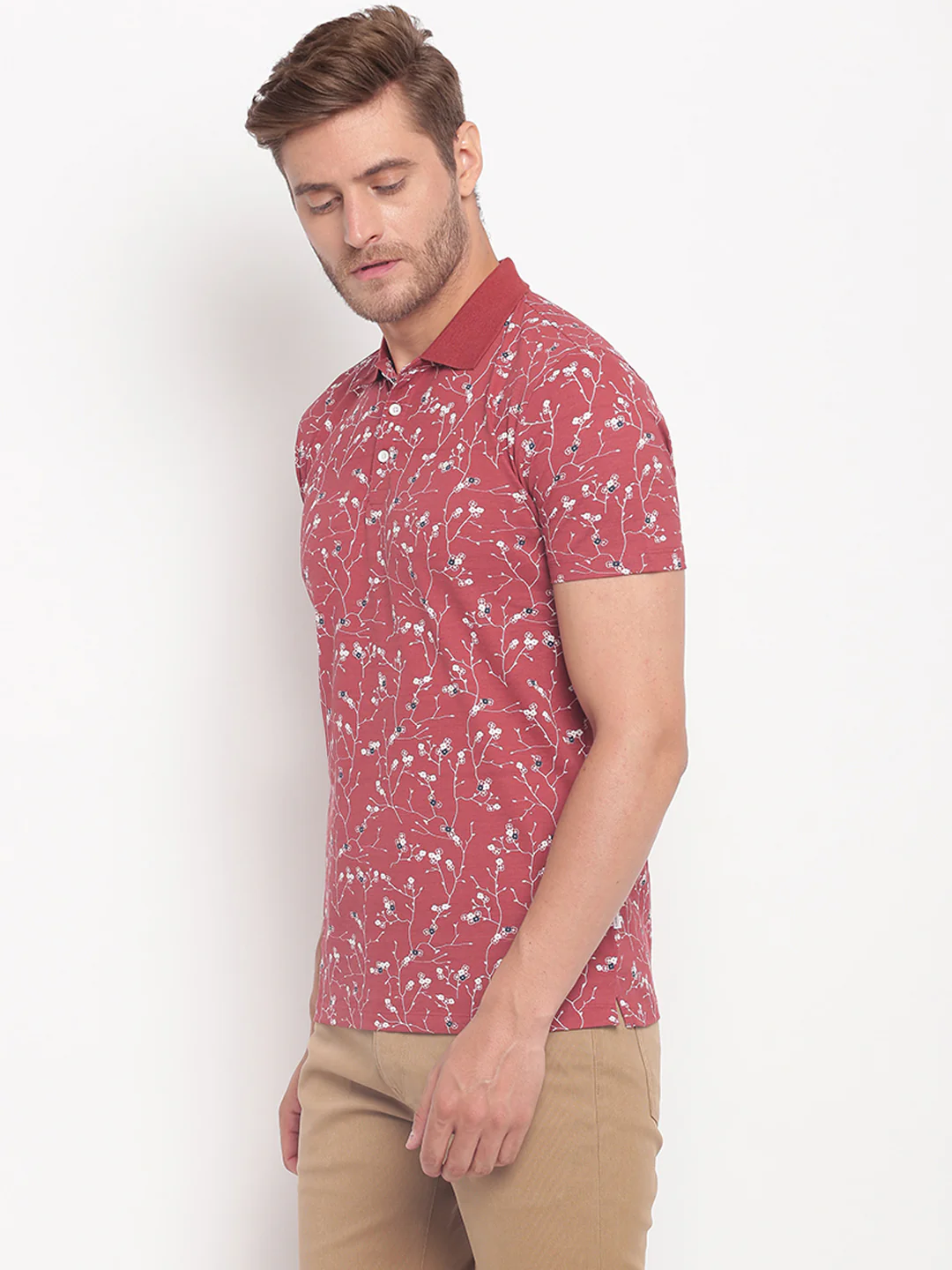 Lindbergh Men Red Printed Polo TShirt - Image 3