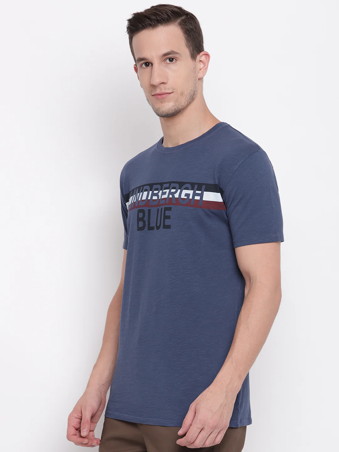 Lindbergh Men Blue Solid Round Neck TShirt - Image 2