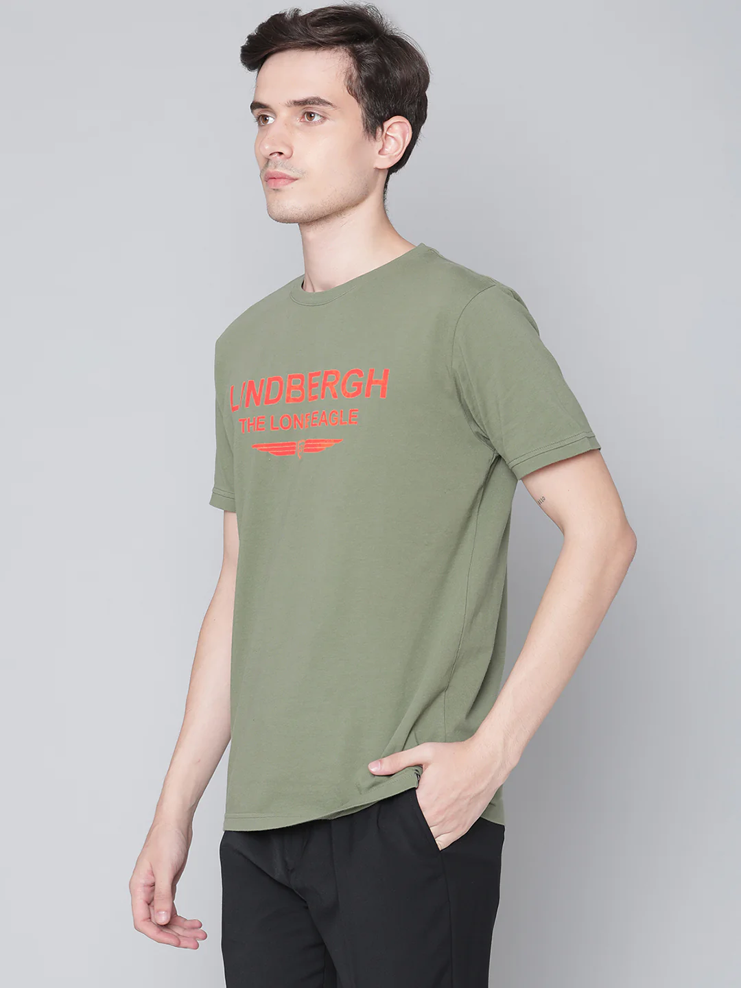Lindbergh Light Army Fashion Logo Slim Fit Tshirt - Image 3
