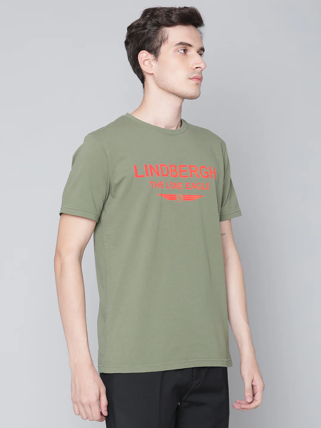 Lindbergh Light Army Fashion Logo Slim Fit Tshirt - Image 4