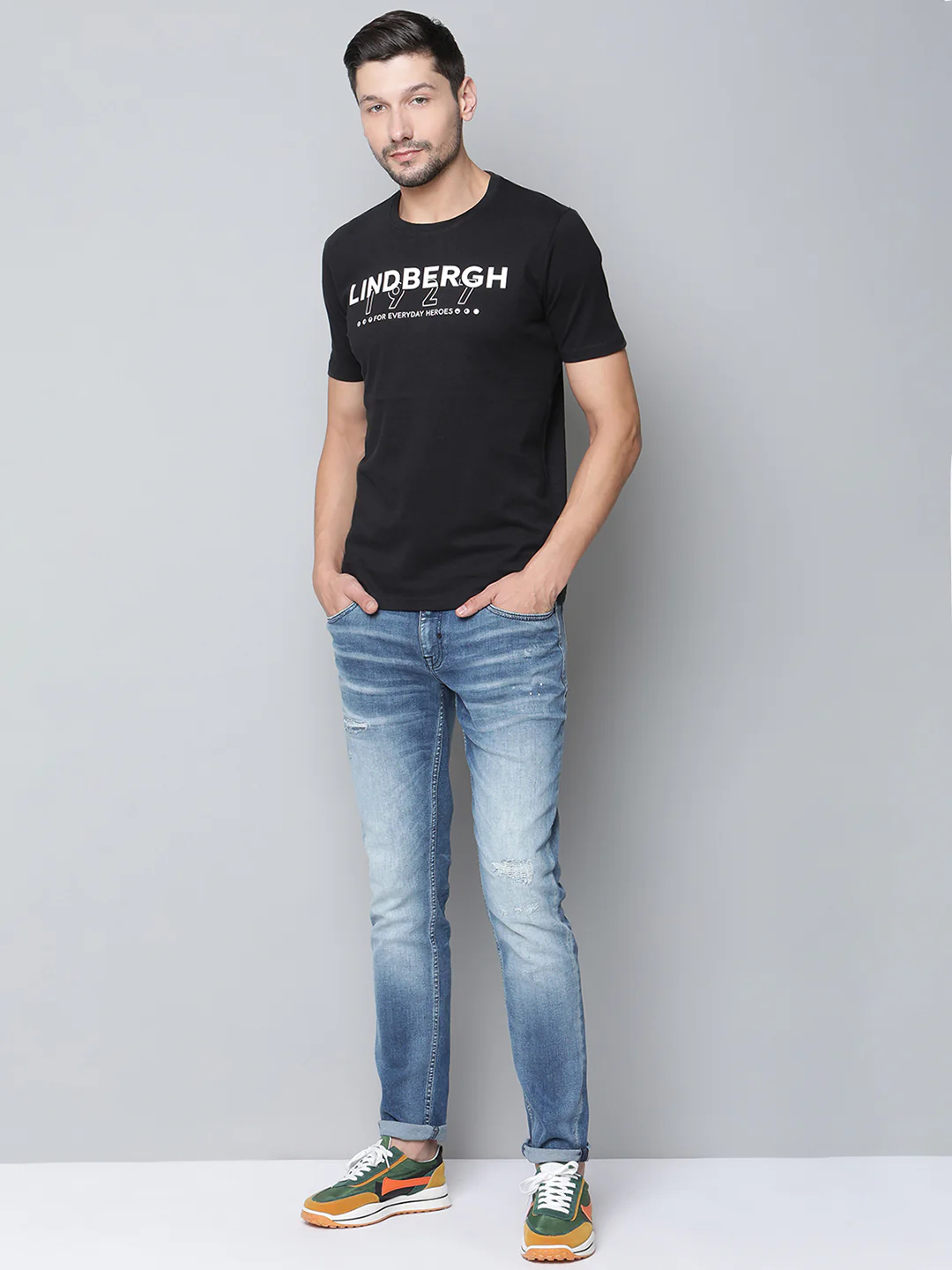 Lindbergh Men Black Solid Round Neck TShirt - Image 5