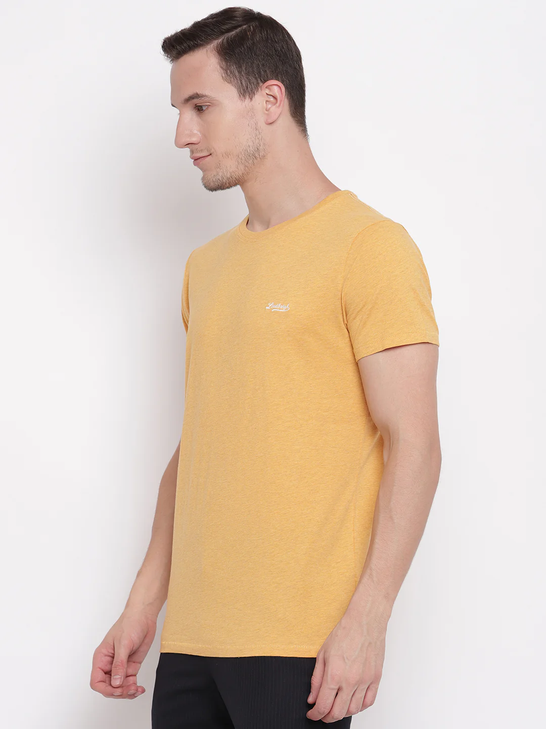 Lindbergh Men Yellow Solid Round Neck TShirt - Image 2