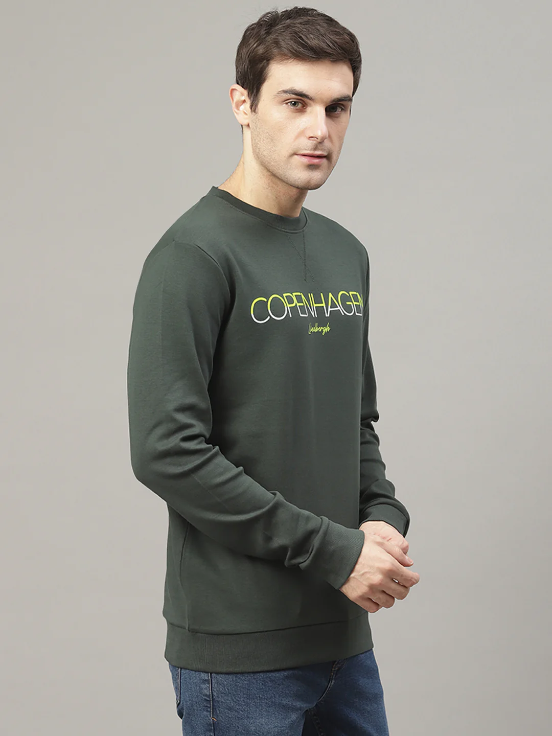 Lindbergh Men Green Printed Round Neck Sweatshirt - Image 3