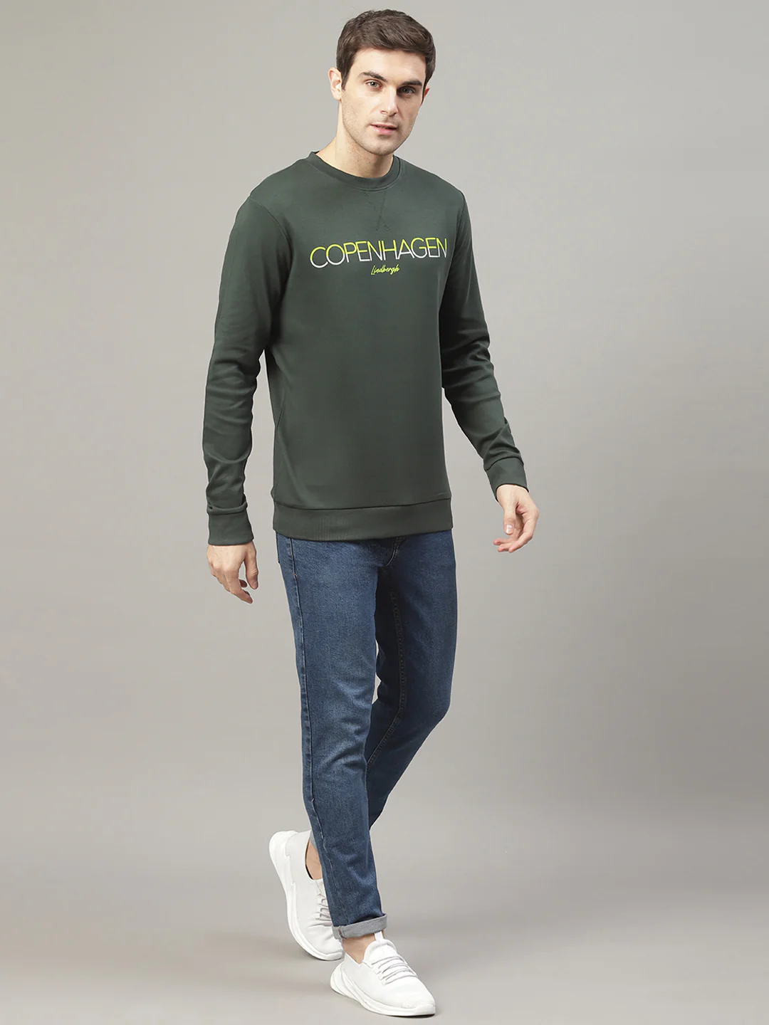 Lindbergh Men Green Printed Round Neck Sweatshirt - Image 5