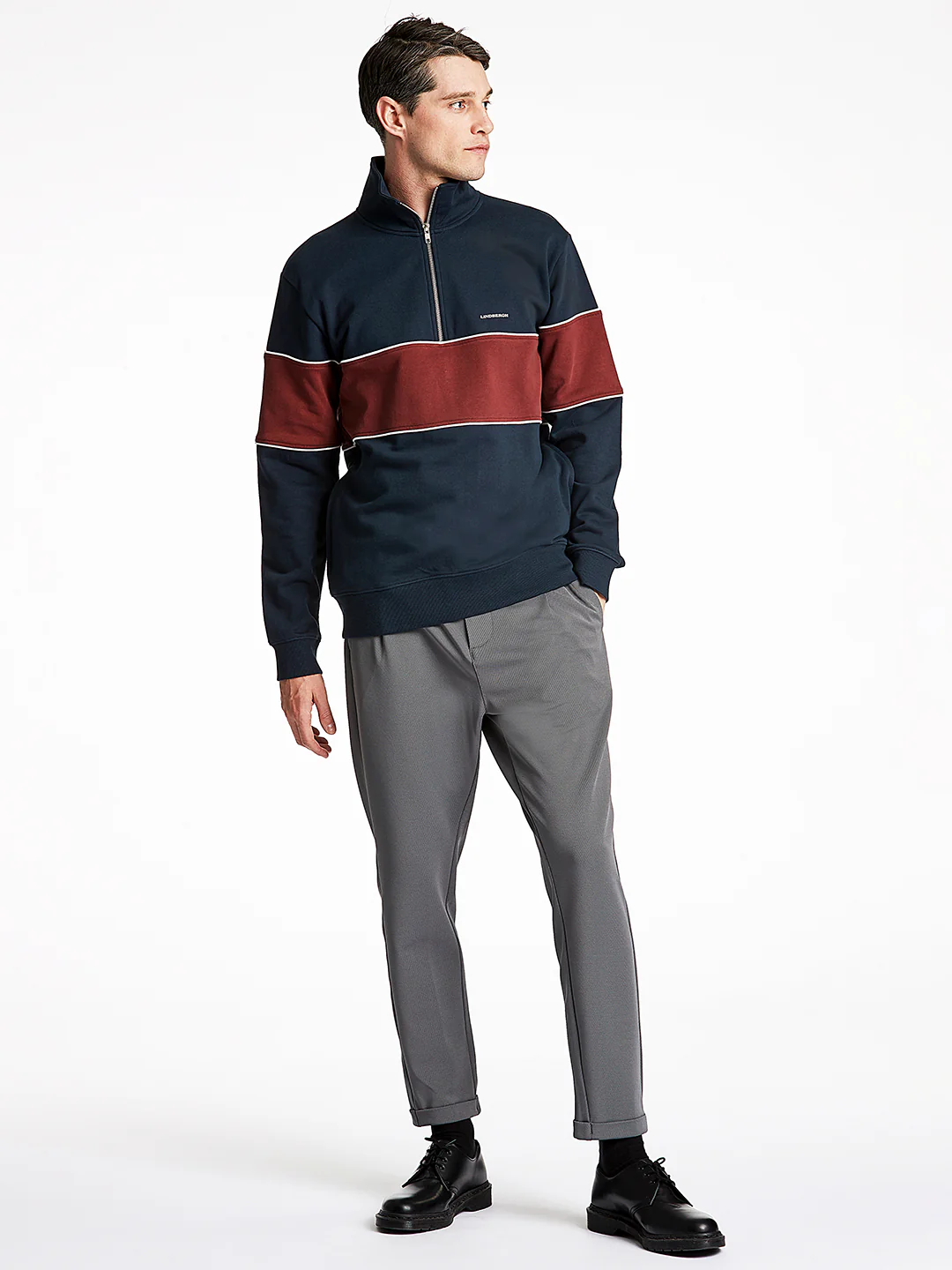 Lindbergh Men Navy Blue Solid Sweatshirt - Image 3