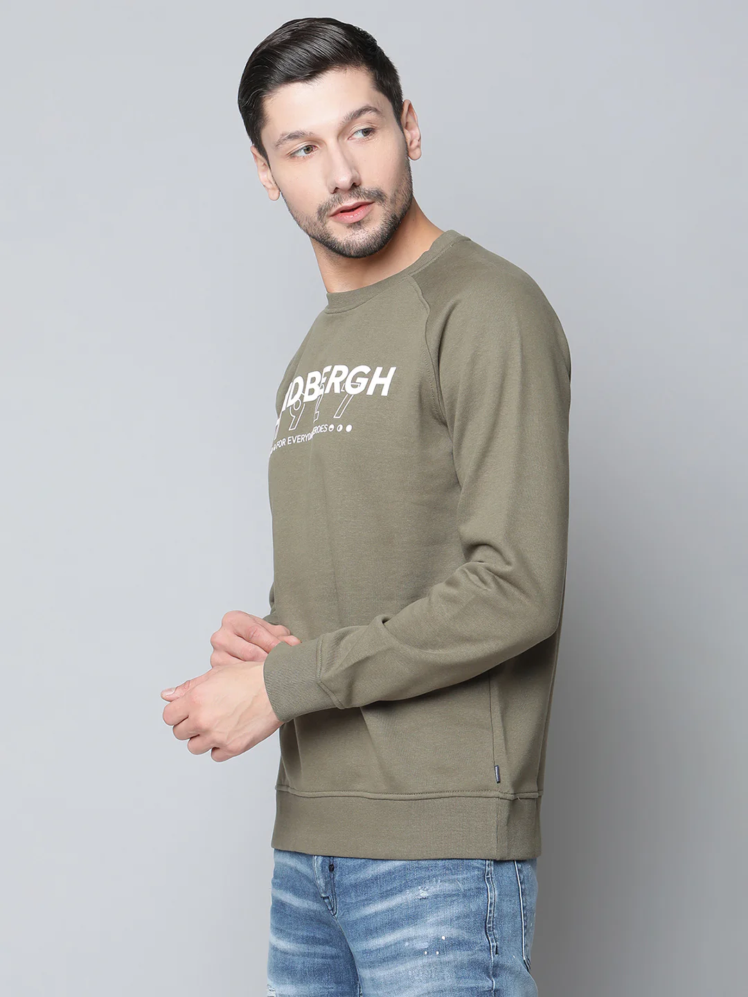 Lindbergh Men Green Checked Round Neck Sweatshirt - Image 3