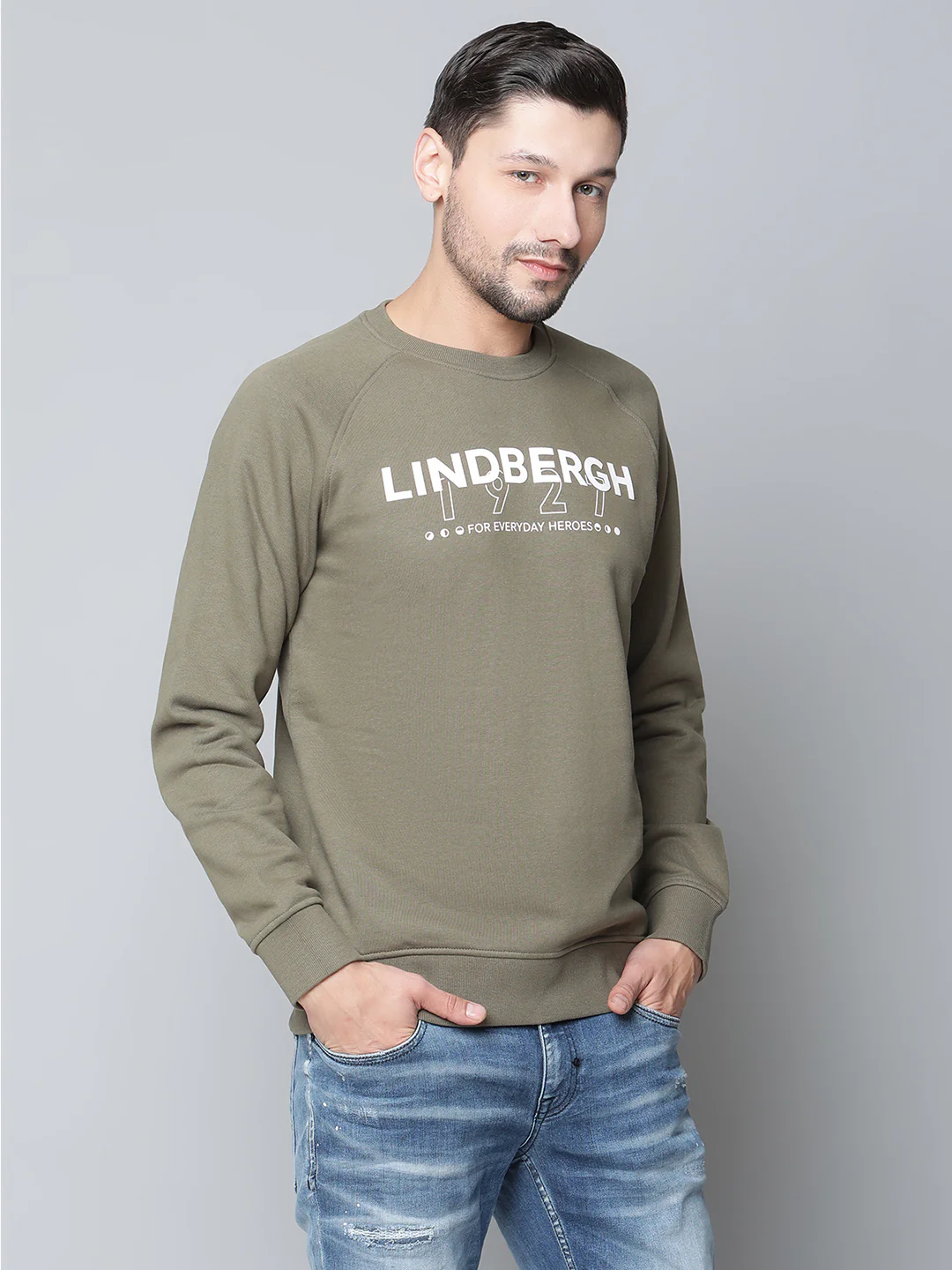 Lindbergh Men Green Checked Round Neck Sweatshirt - Image 4