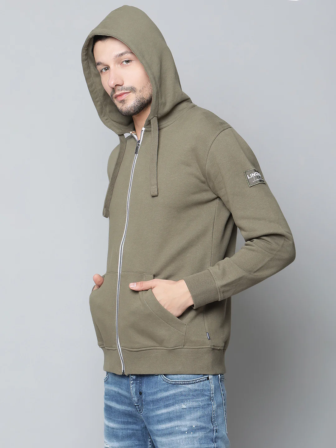Lindbergh Men Green Solid Collar Sweatshirt - Image 3
