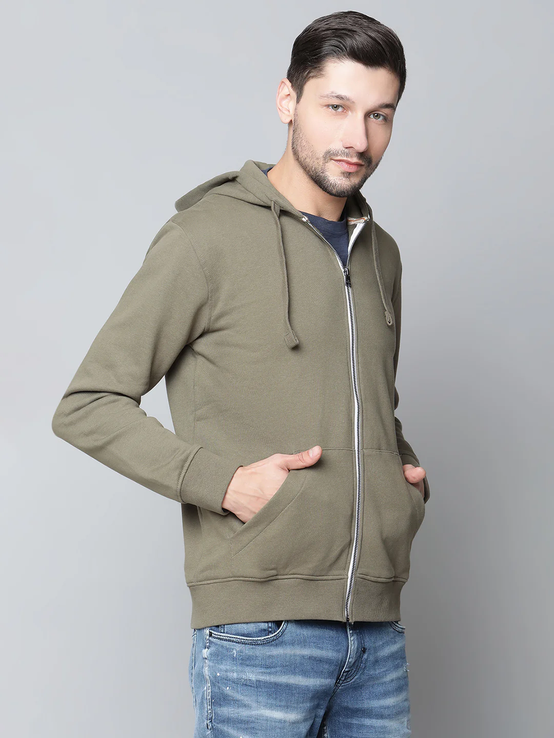 Lindbergh Men Green Solid Collar Sweatshirt - Image 4
