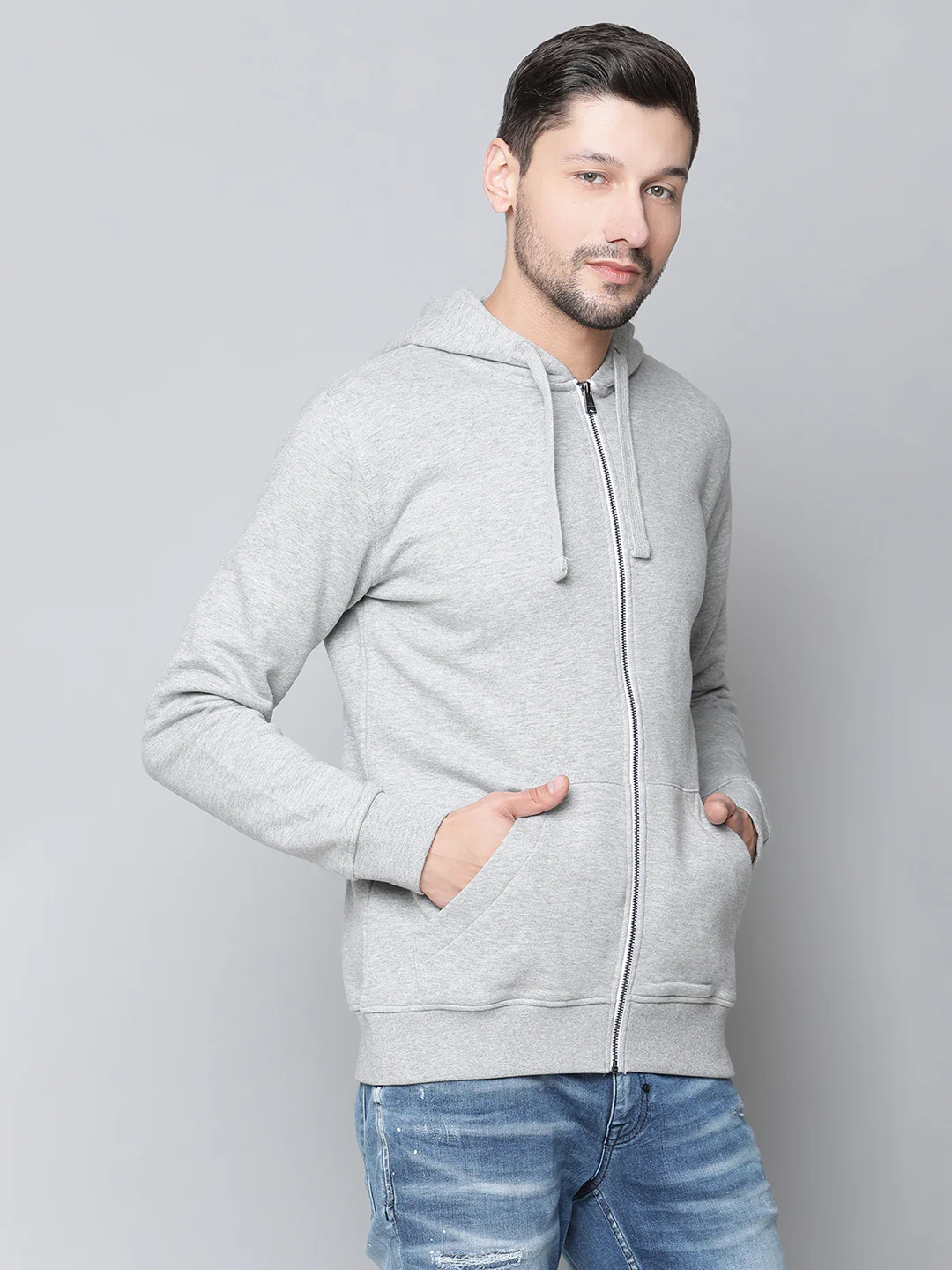 Lindbergh Men Grey Solid Collar Sweatshirt - Image 4