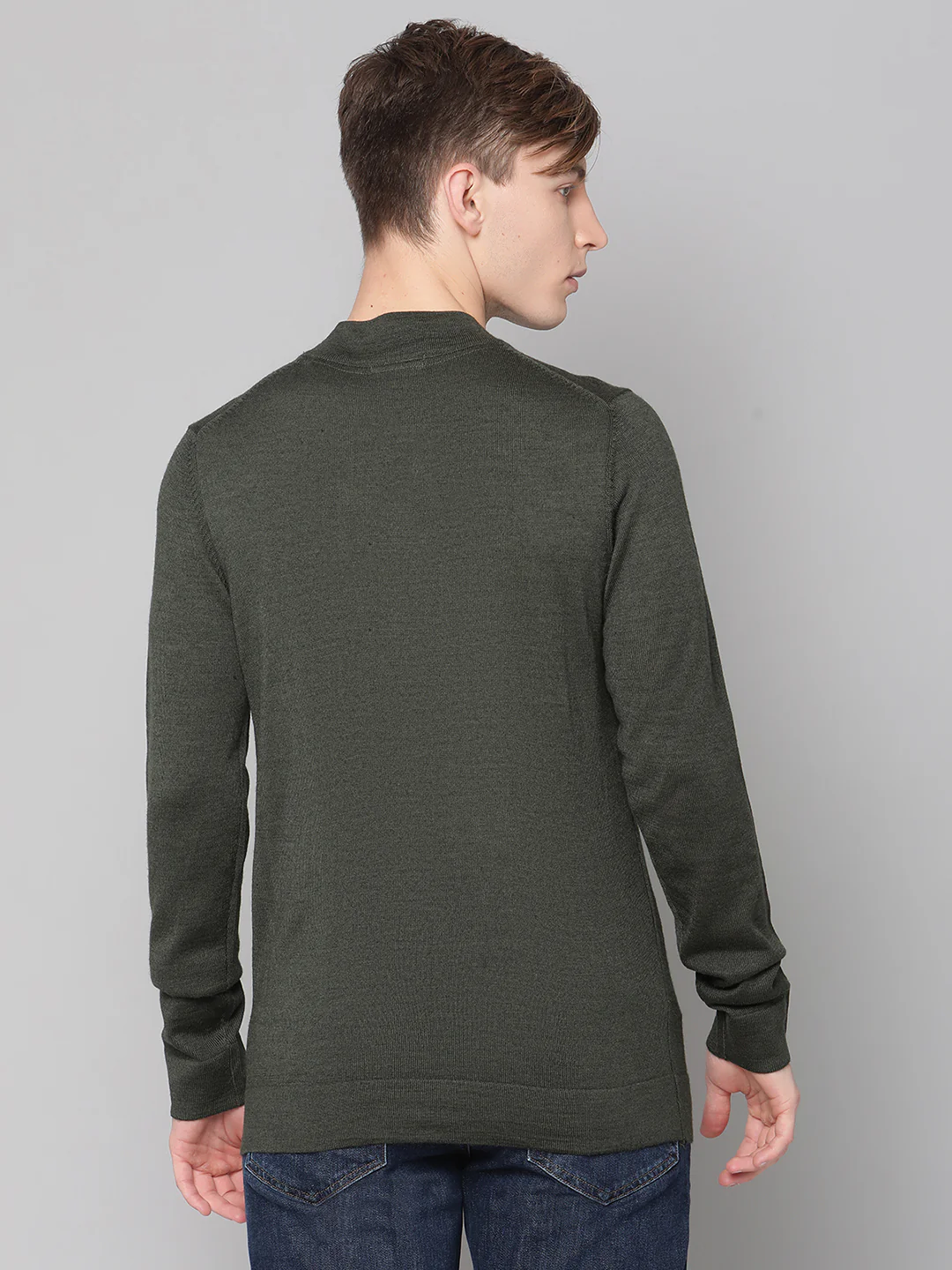 Lindbergh Men Green Solid Round Neck Sweater - Image 2