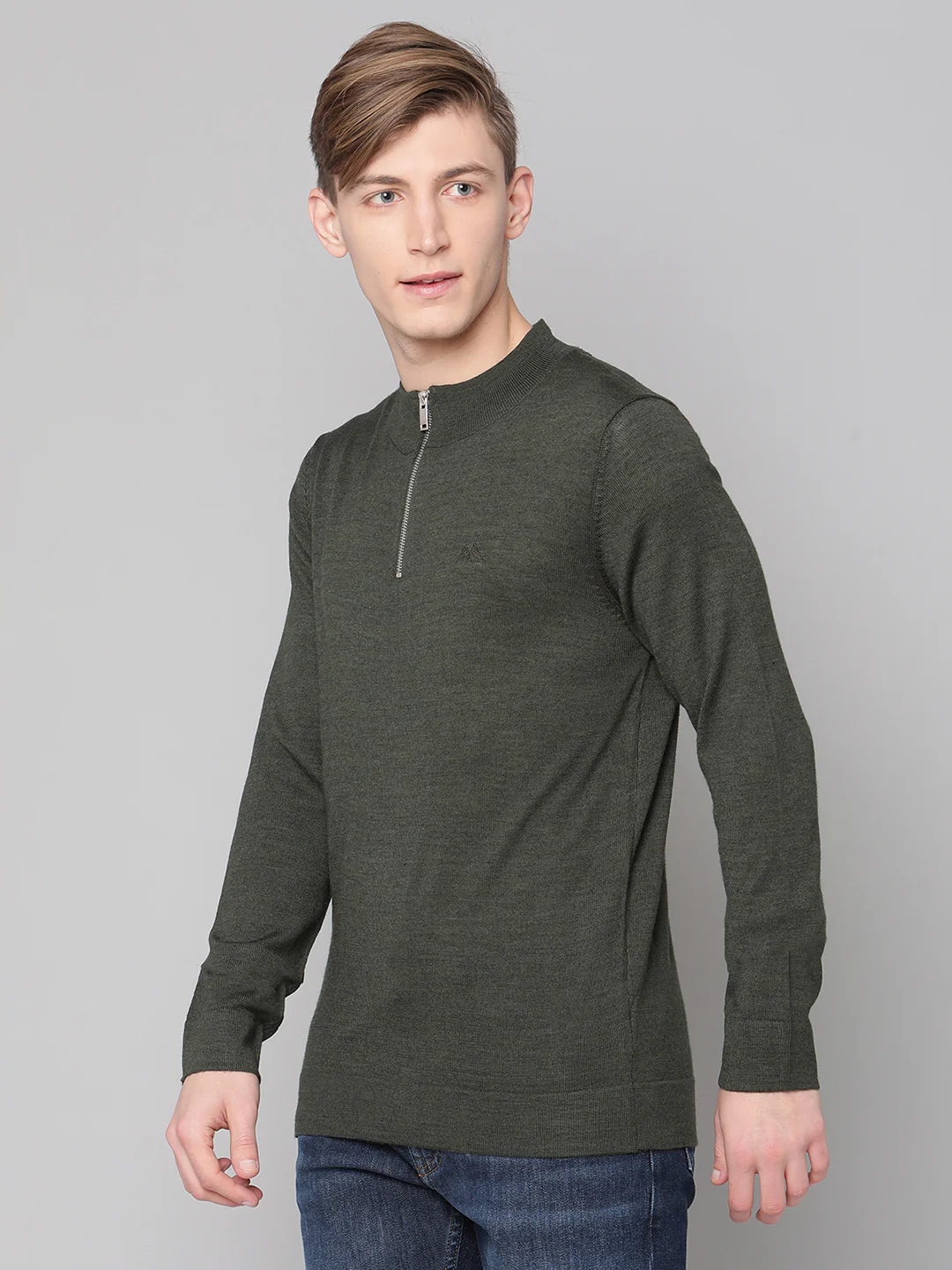 Lindbergh Men Green Solid Round Neck Sweater - Image 3
