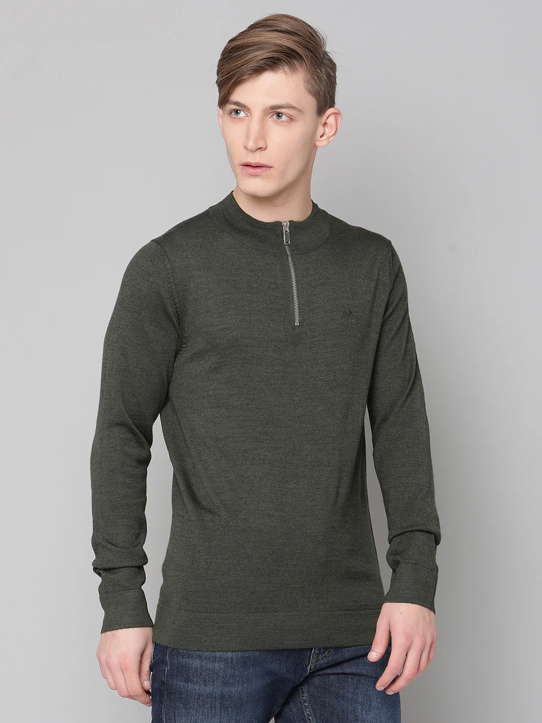 Lindbergh Men Green Solid Round Neck Sweater - Image 4