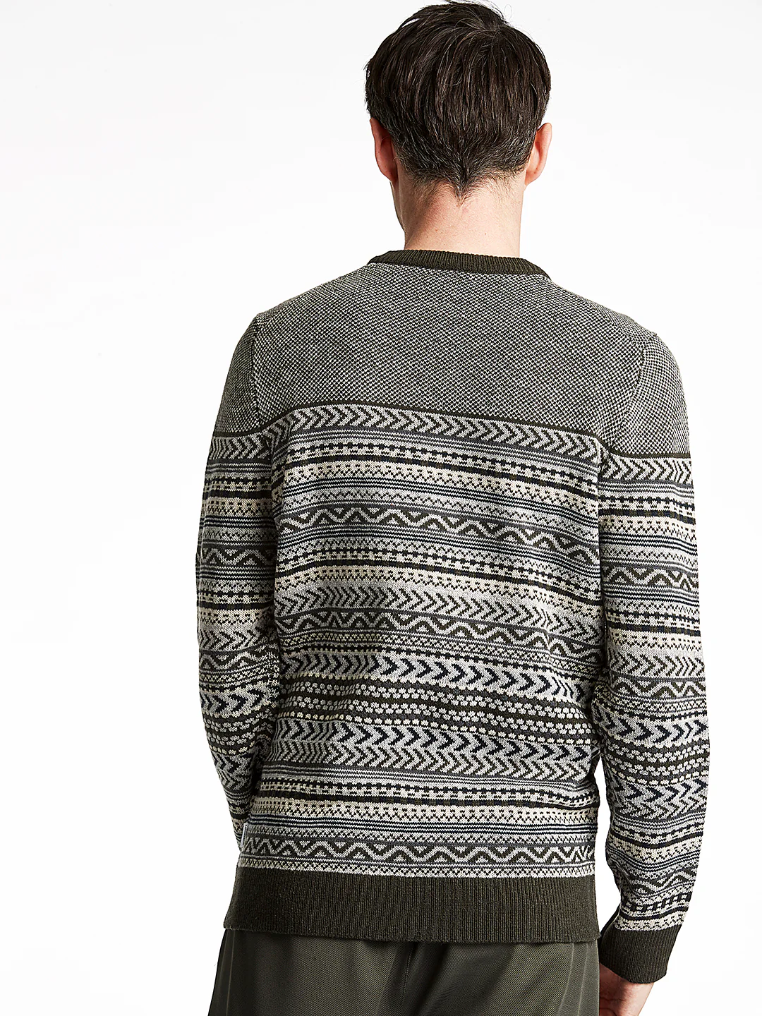 Lindbergh Men Olive Striped Sweater - Image 2