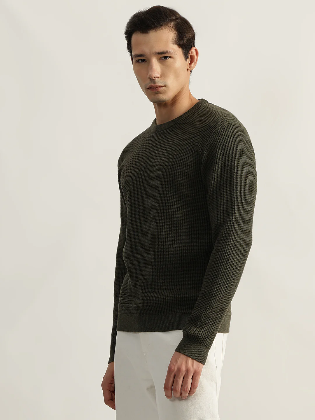 Lindbergh Men Green Solid Round Neck Full Sleeves Pullover Style Sweater - Image 5