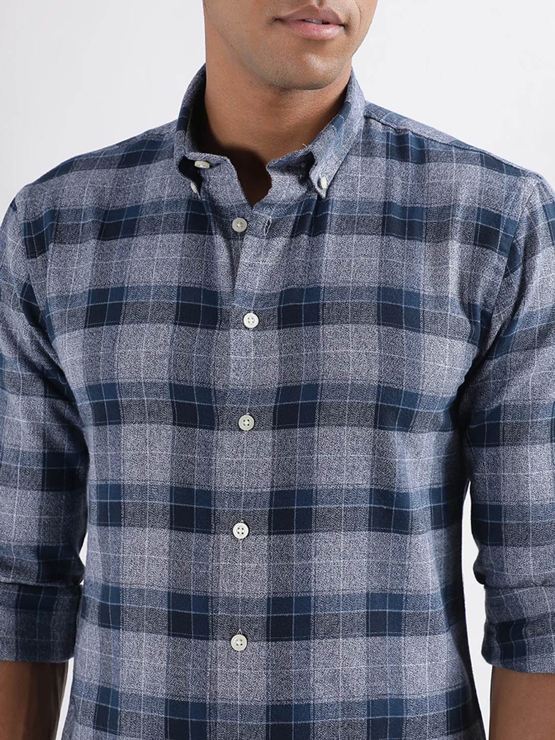 Lindbergh Blue Checked Slim Fit Shirt - Image 5