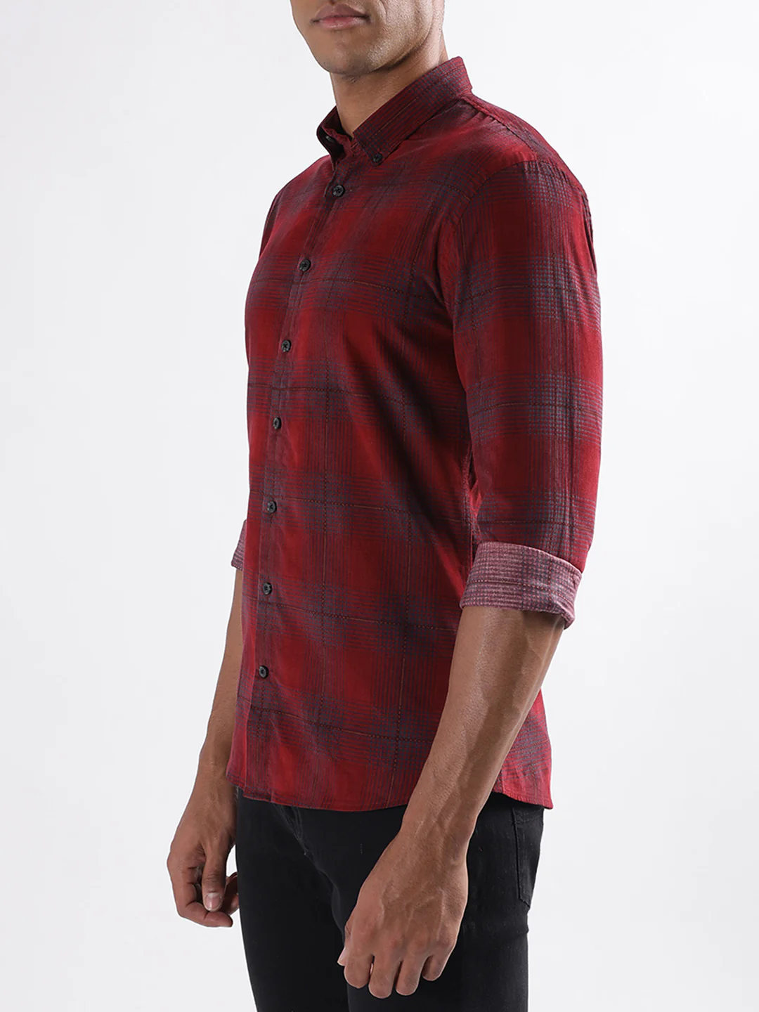 Lindbergh Burgundy Checked Slim Fit Shirt - Image 2