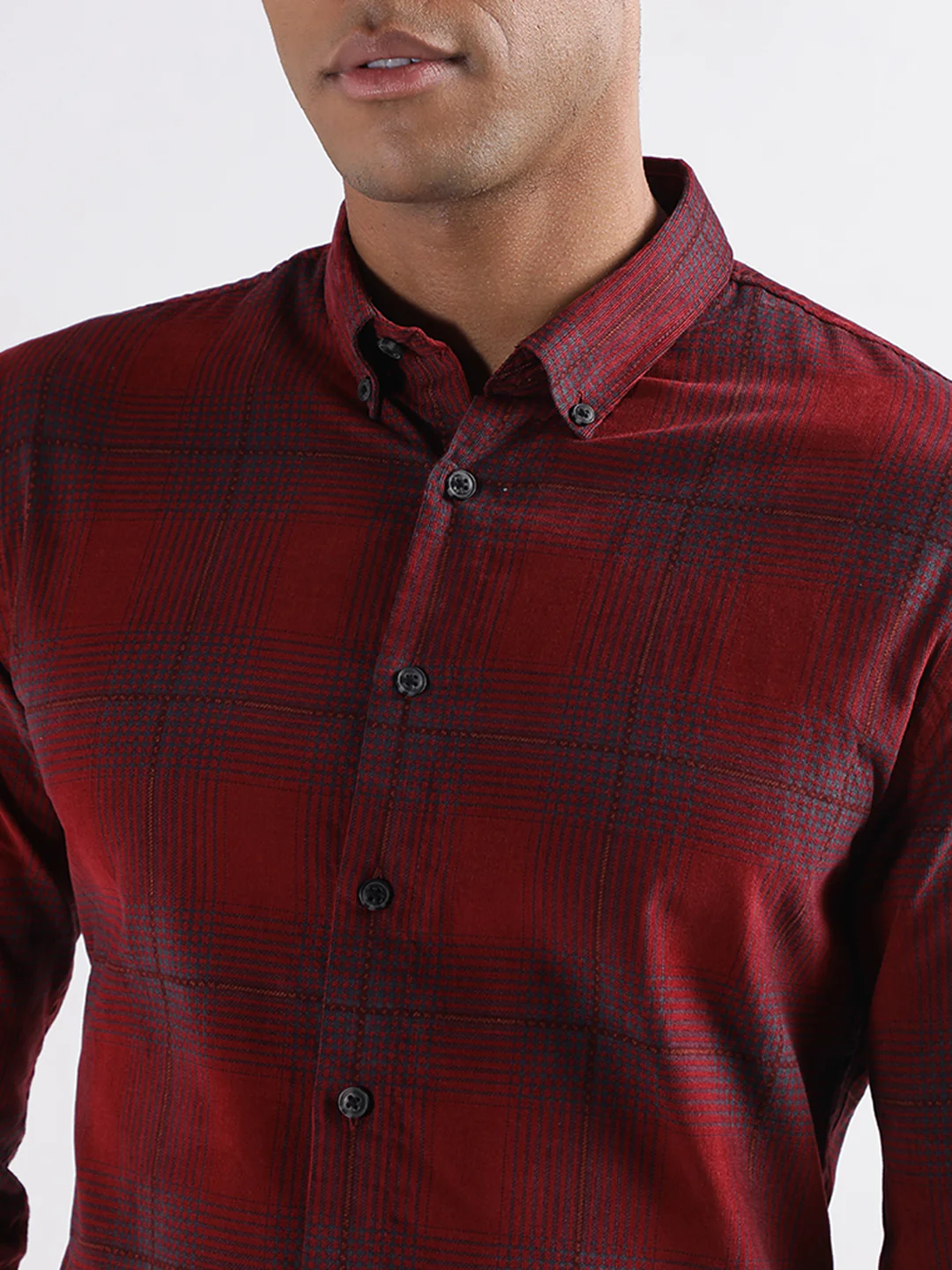 Lindbergh Burgundy Checked Slim Fit Shirt - Image 5
