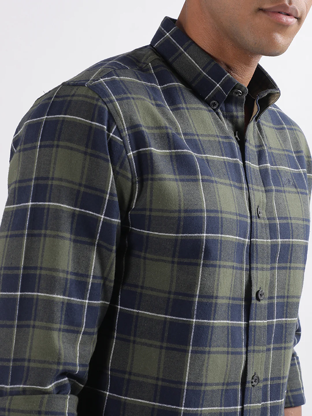 Lindbergh Olive Checked Relaxed Fit Shirt - Image 5