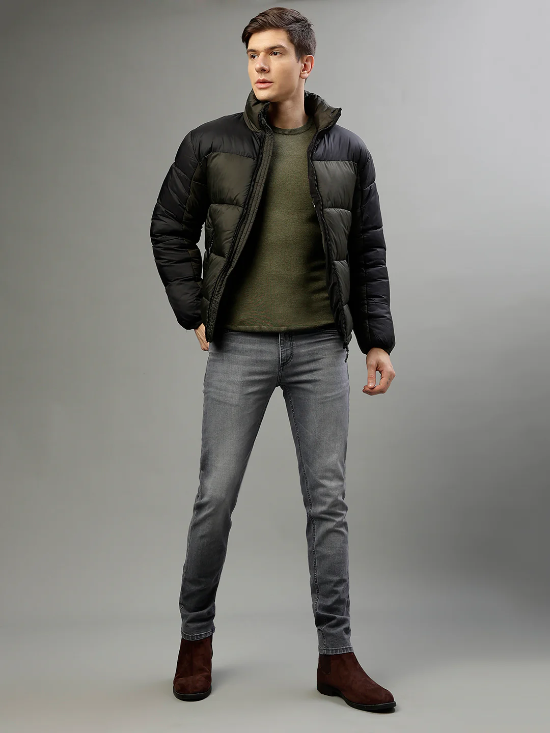 Lindbergh Men Colorblocked Stand Collar Full Sleeves Jacket - Image 5