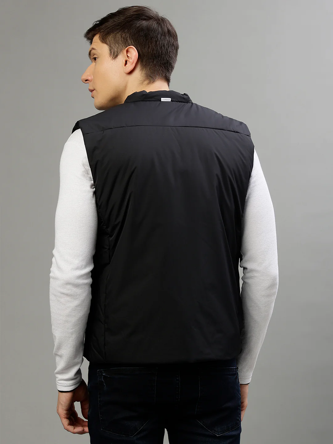 Lindbergh Men Solid Stand Collar Sleeveless Jacket - Image 4