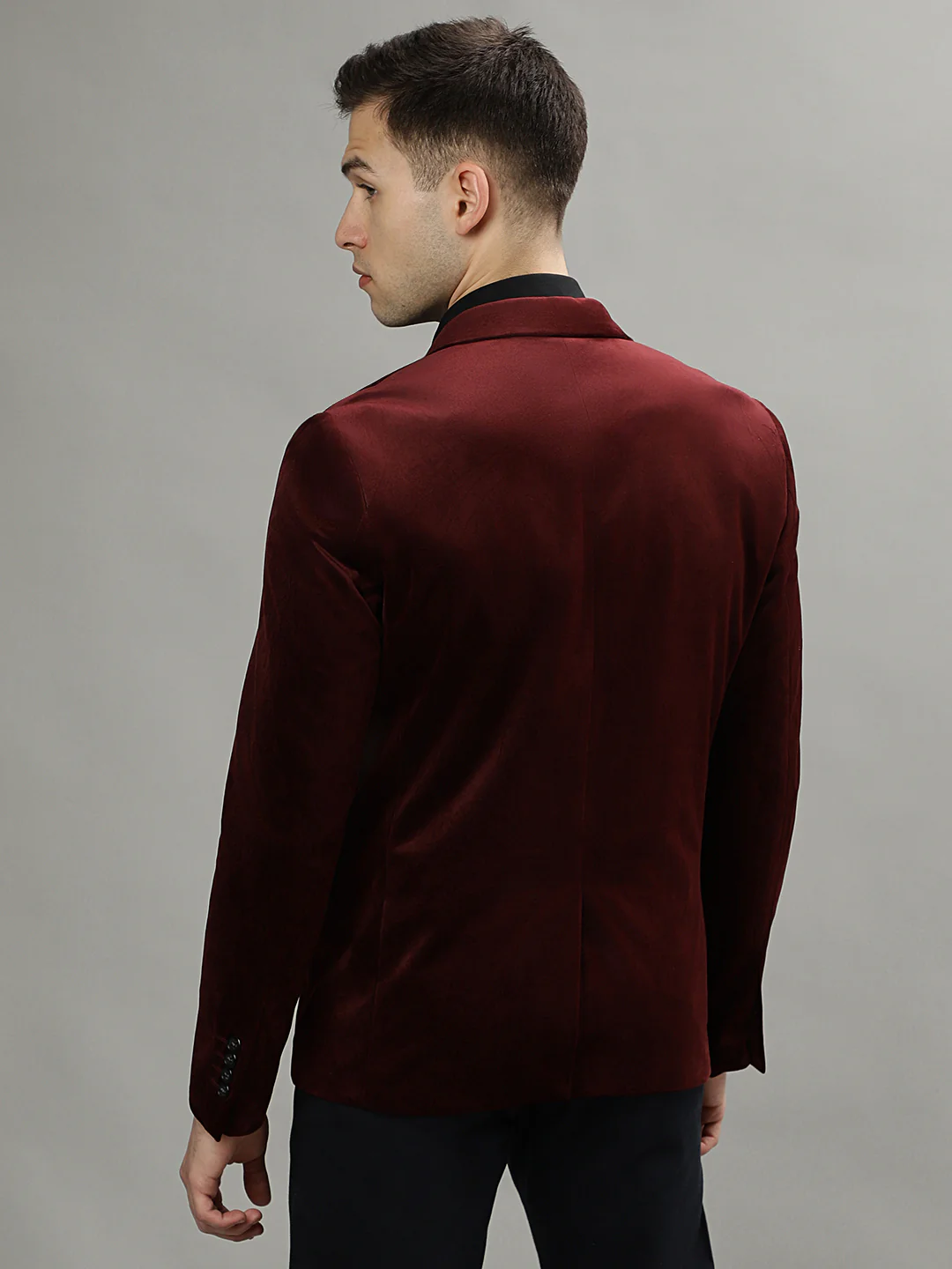 Lindbergh Men Burgundy Single-Breasted Peaked Lapel Long Sleeves Blazer - Image 3