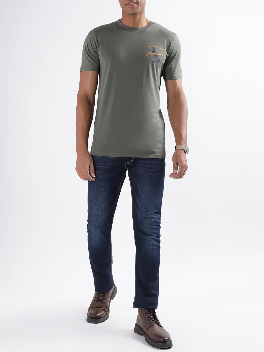 Lindbergh Olive Logo Relaxed Fit Tshirt - Image 4