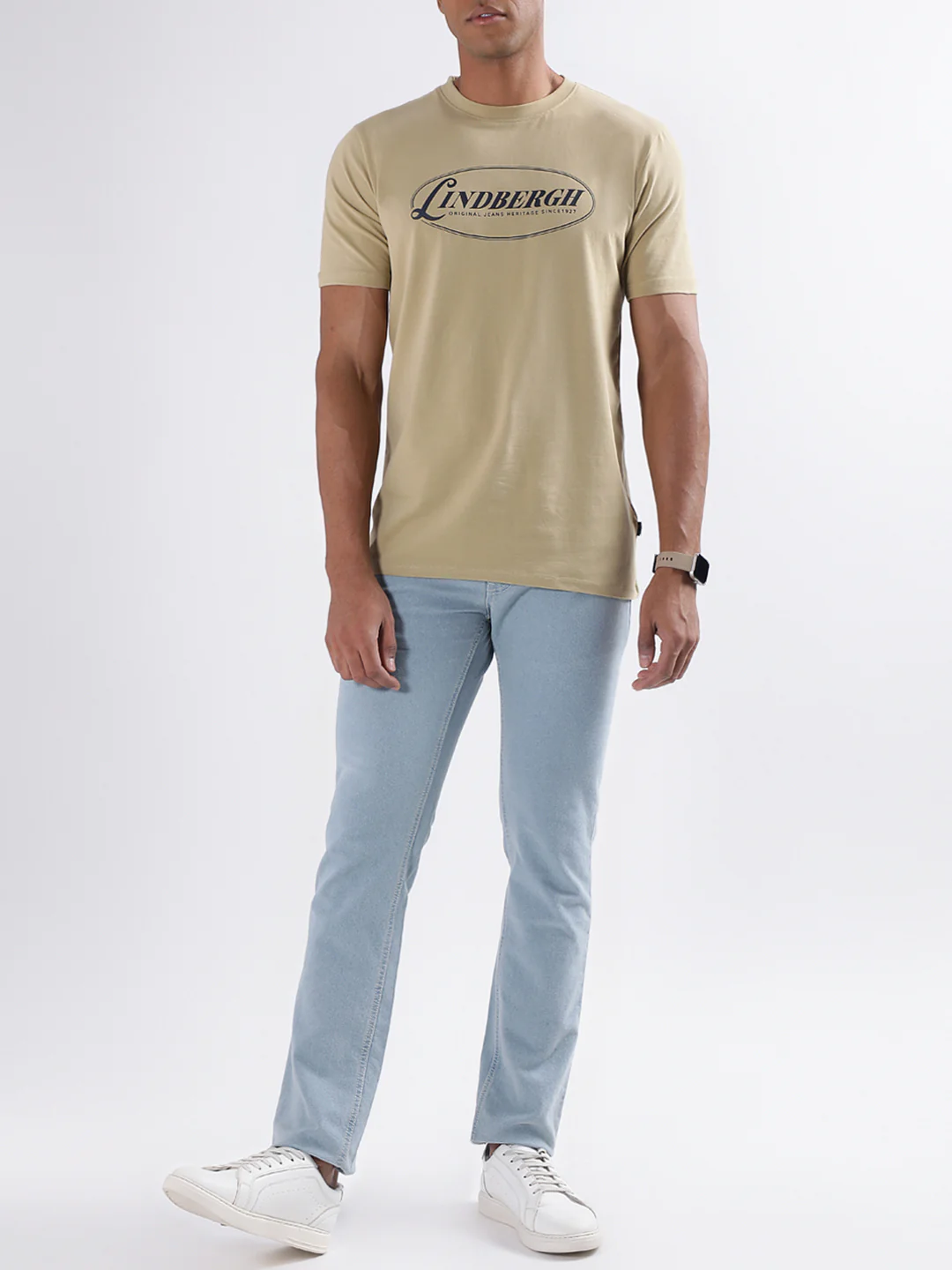 Lindbergh Beige Logo Relaxed Fit Tshirt - Image 4