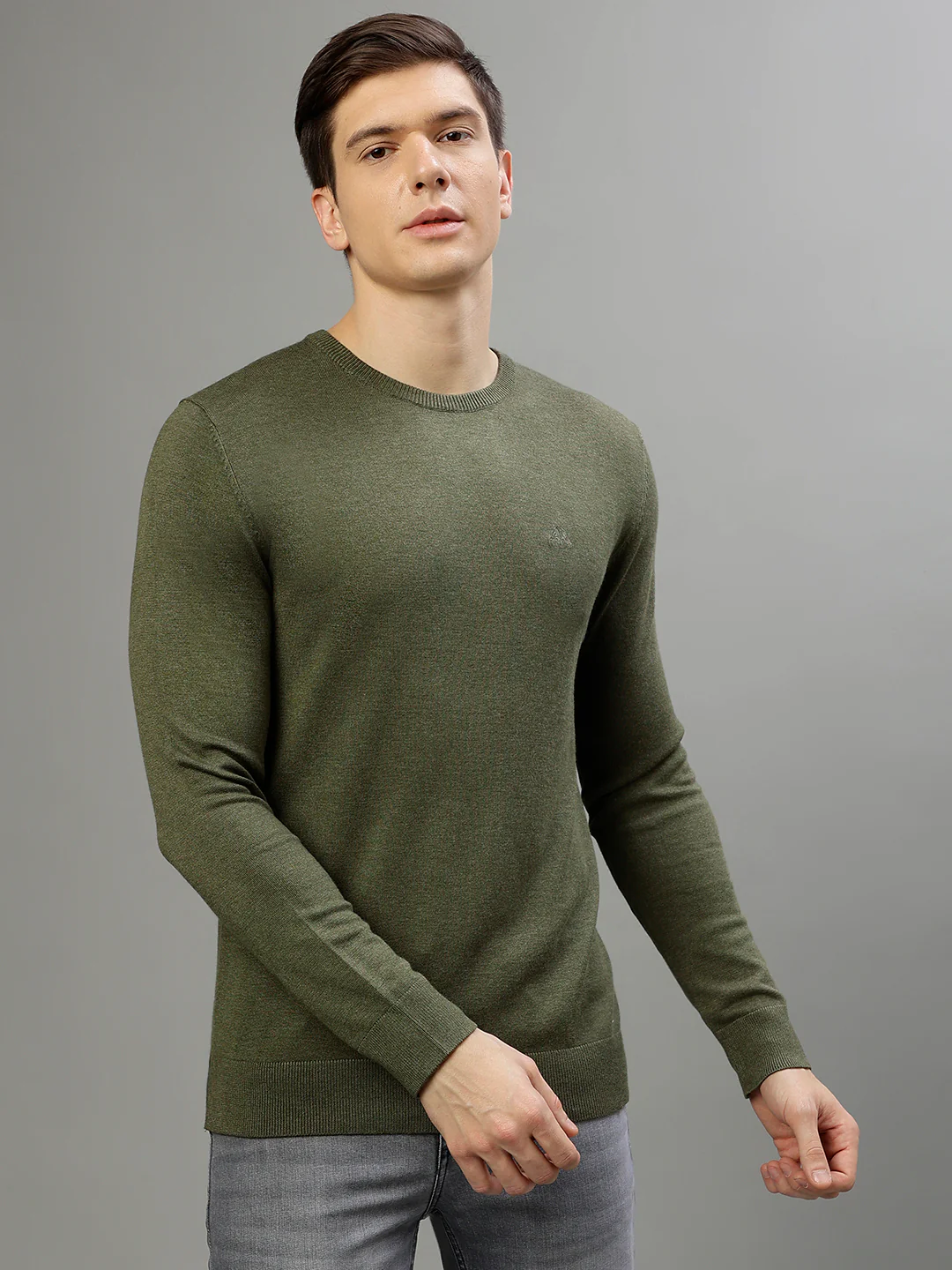 Lindbergh Men Solid Round Neck Full Sleeves Sweater - Image 2