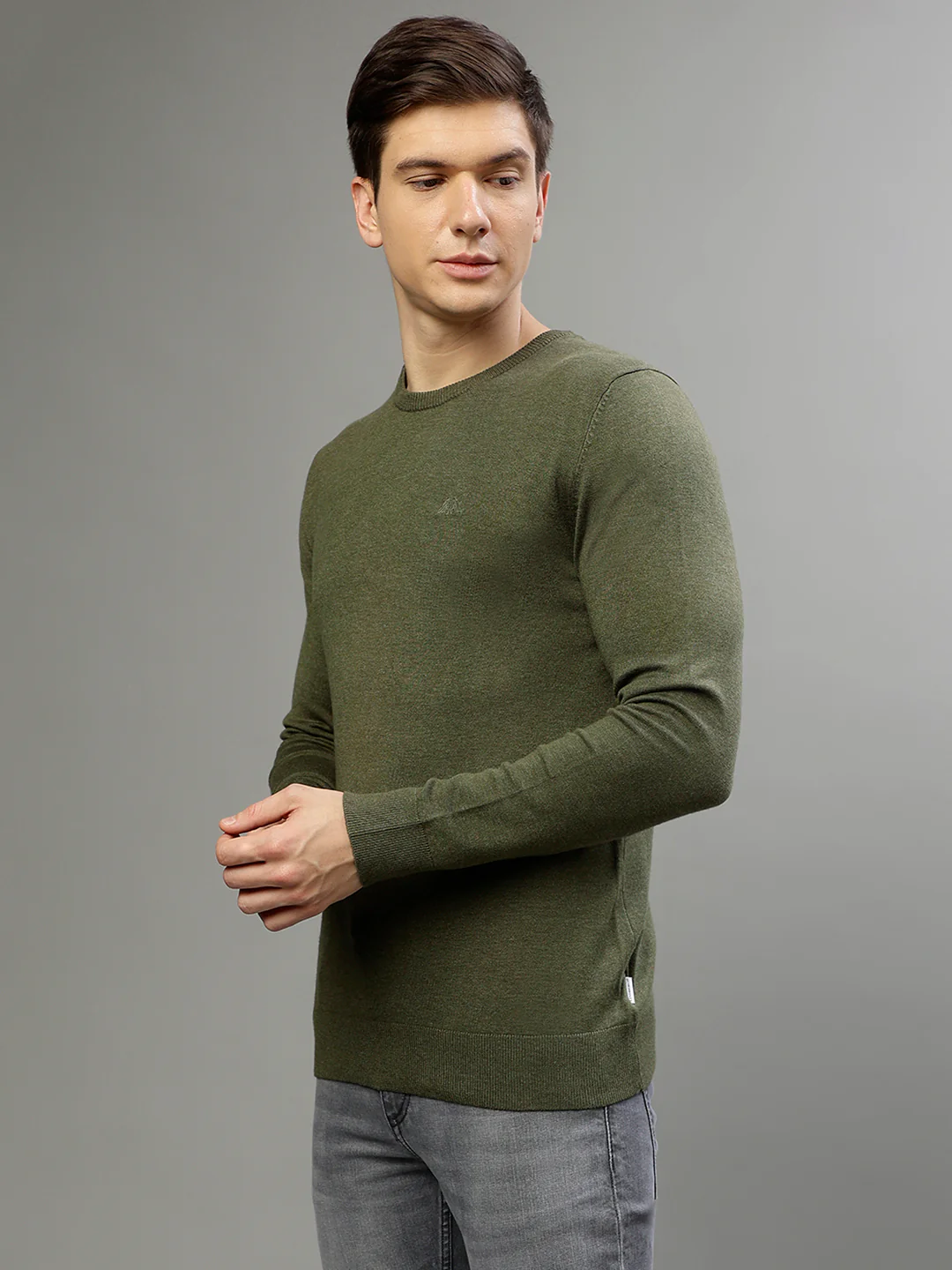Lindbergh Men Solid Round Neck Full Sleeves Sweater - Image 3