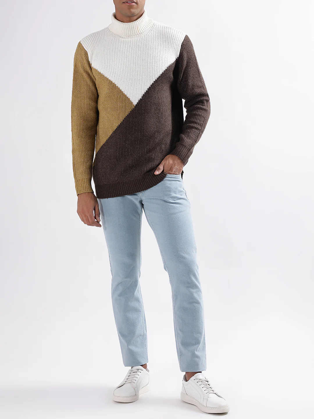 Lindbergh Men Colour Blocked Full Sleeves Turtle Neck Sweater - Image 4