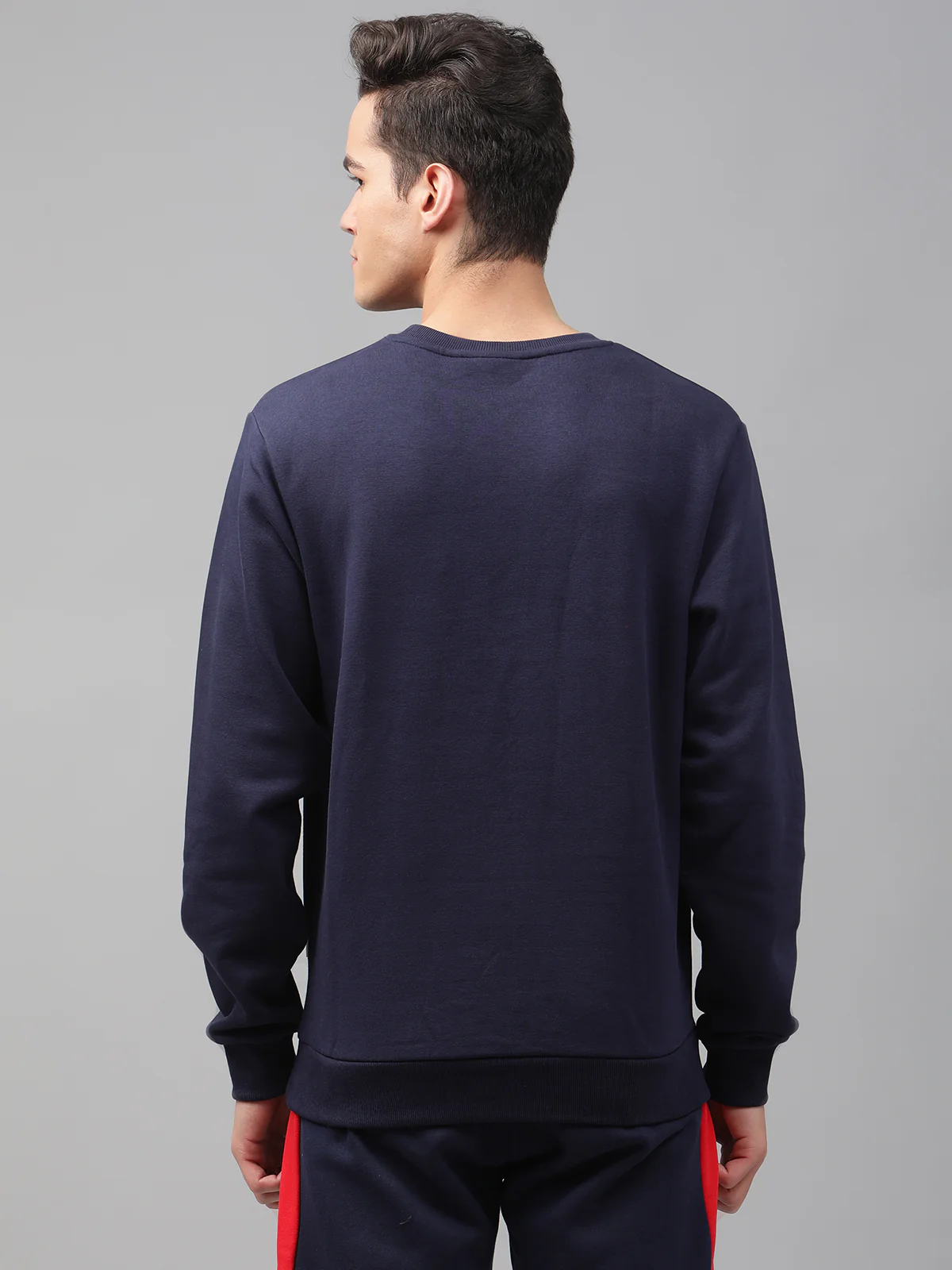 Lindbergh Men Navy Blue Solid Round Neck Full Sleeves Sweatshirt - Image 2