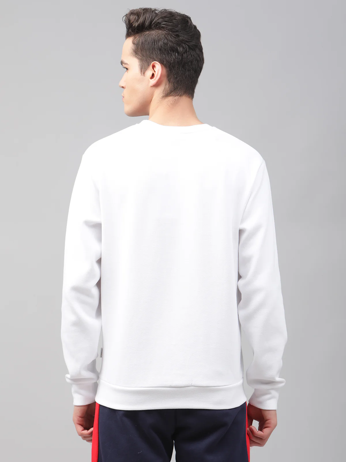 Lindbergh Men White Solid Round Neck Sweatshirt - Image 2