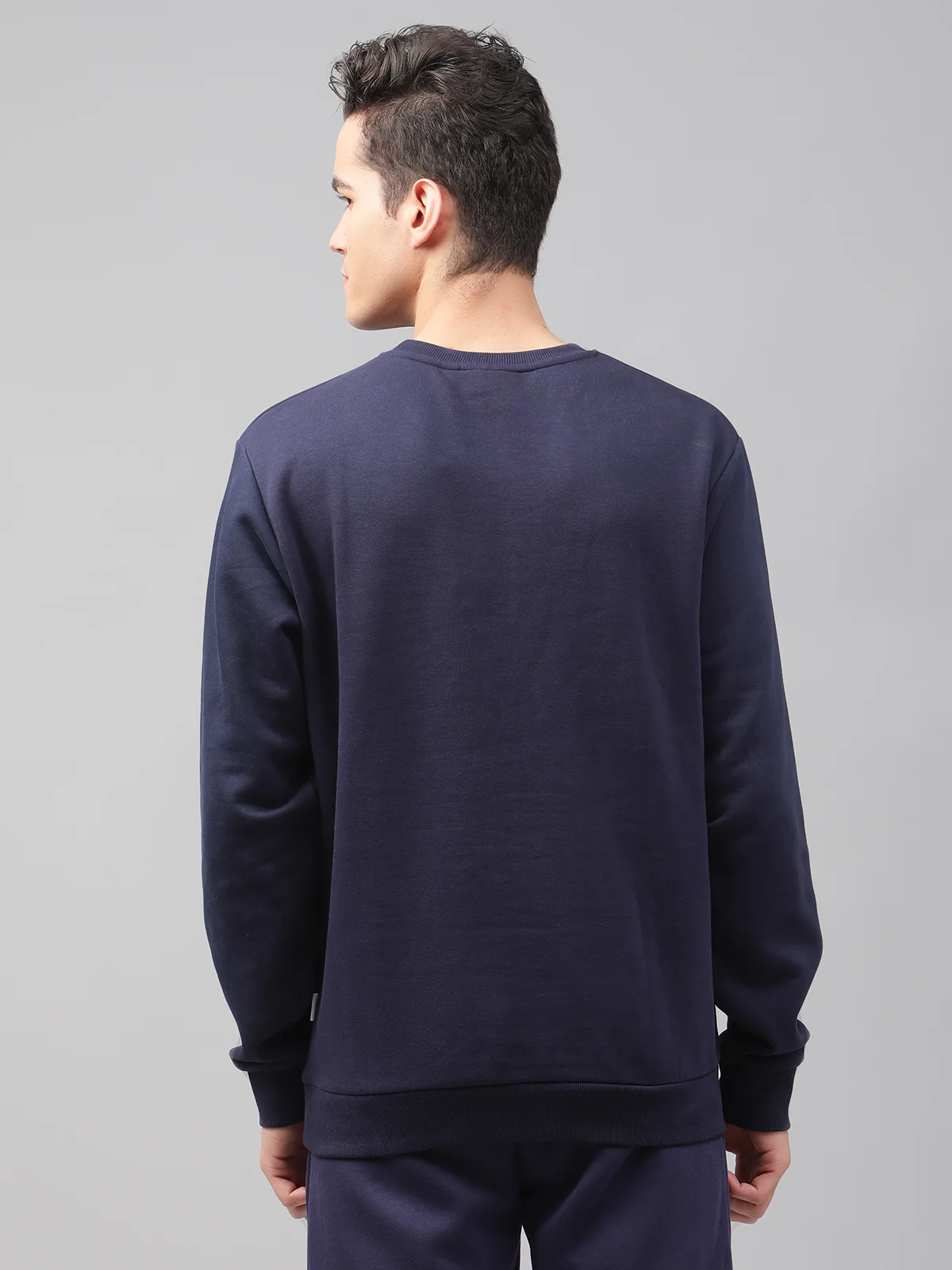 Lindbergh Men Navy Blue Printed Round Neck Full Sleeves Sweatshirt - Image 2