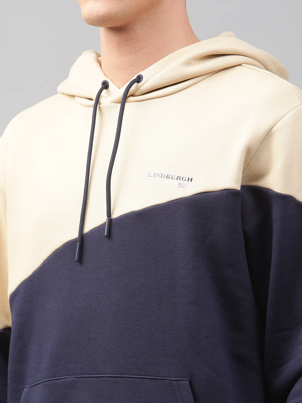 Lindbergh Men Multi Colour blocked Hooded Full Sleeves Sweatshirt - Image 7