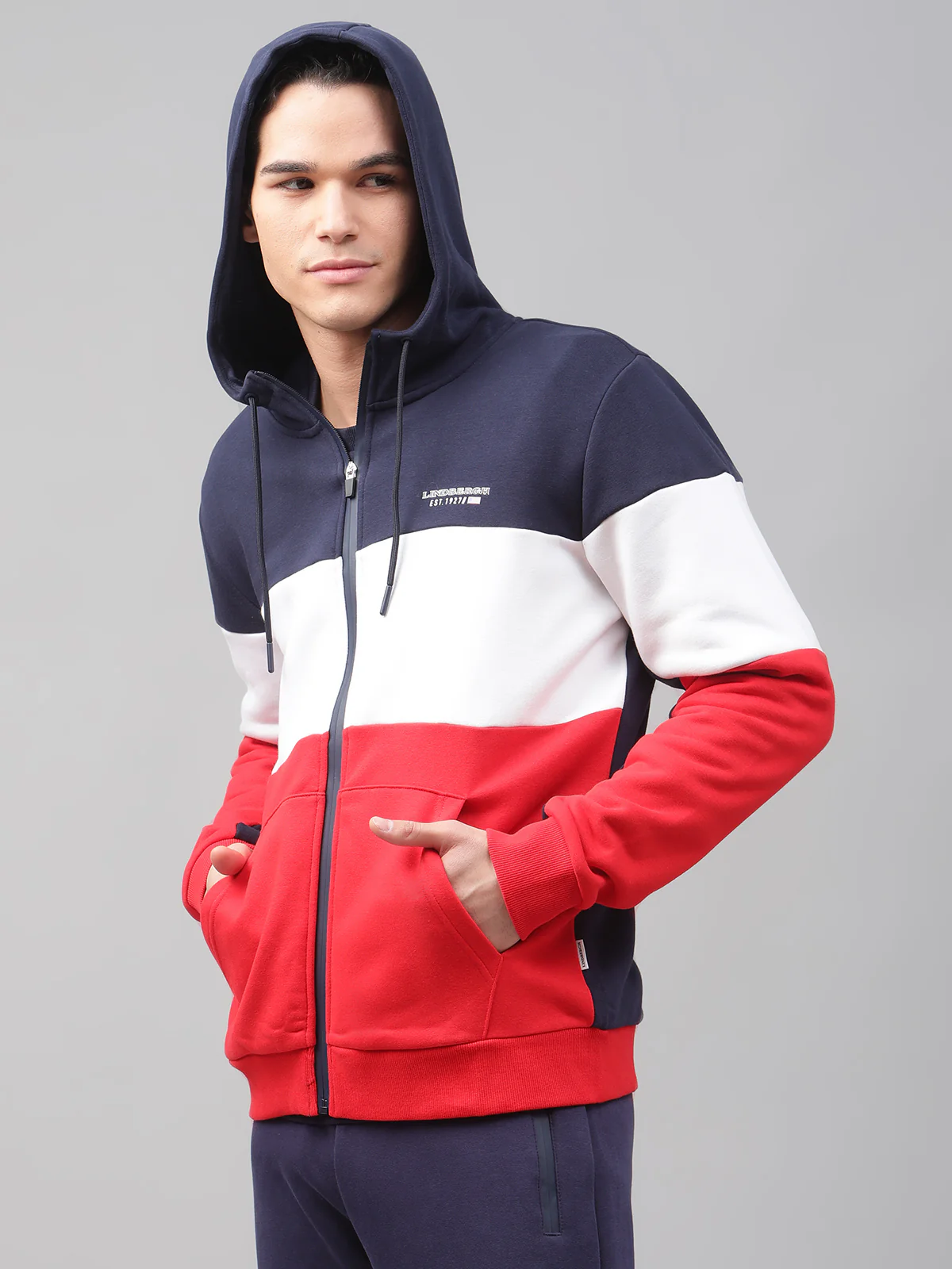 Lindbergh Men Blue Solid Round Neck Sweatshirt - Image 3