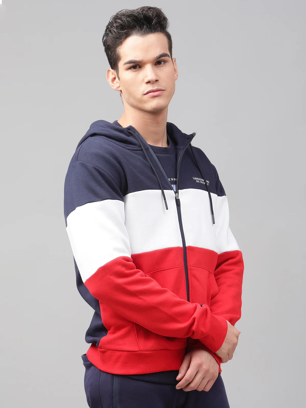 Lindbergh Men Blue Solid Round Neck Sweatshirt - Image 4