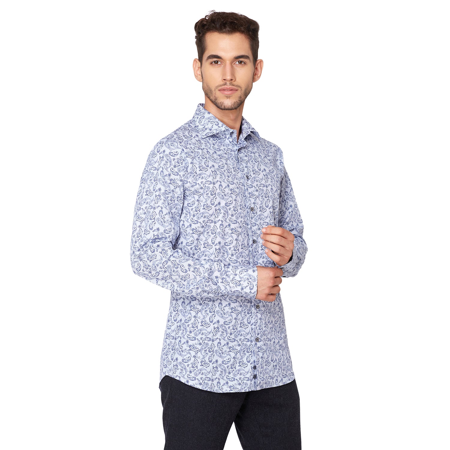 Matinique Men Blue Printed Collar Shirt - Image 2